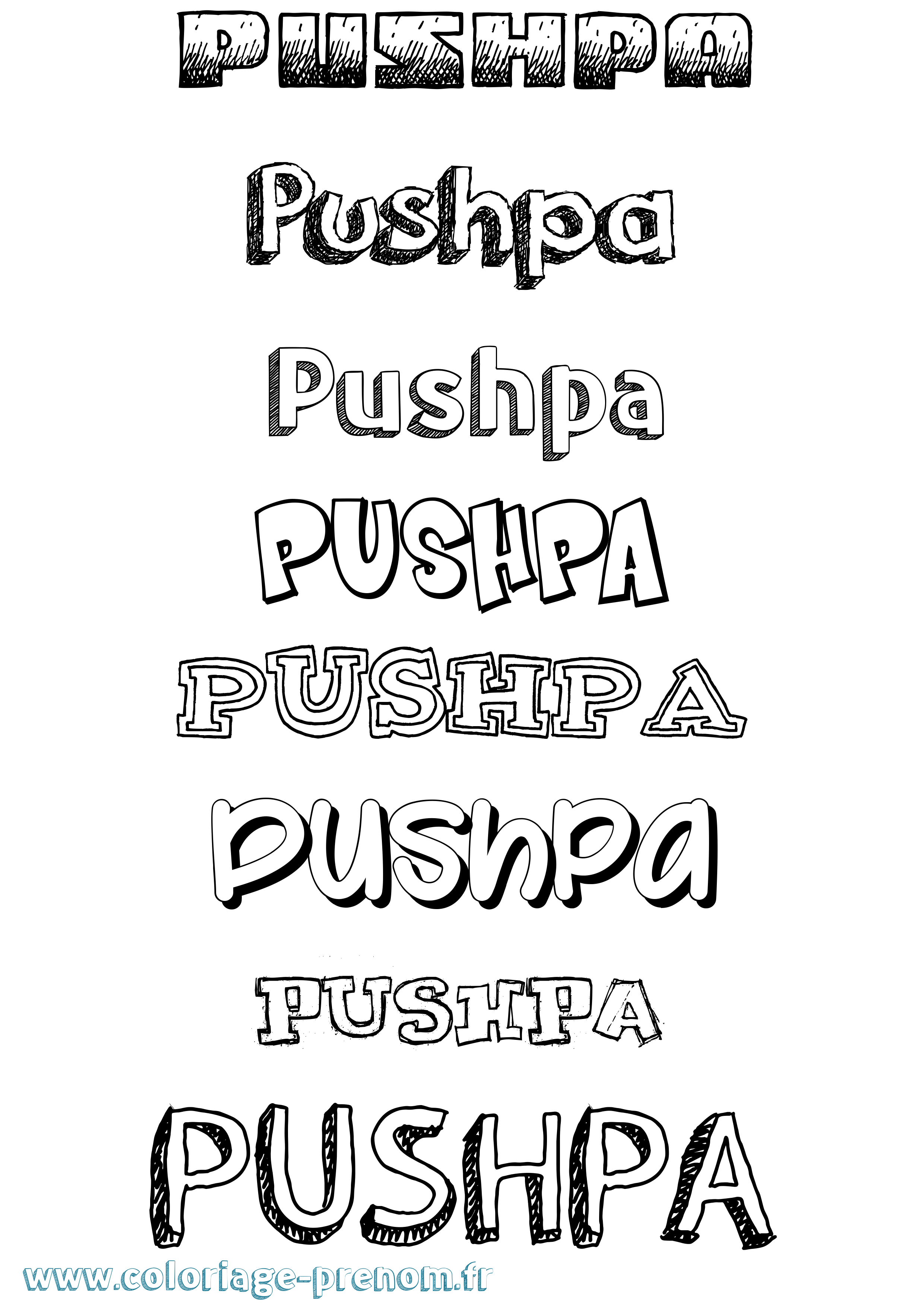 Coloriage Pushpa Dessiné Coloriage prénom Pushpa Dessiné