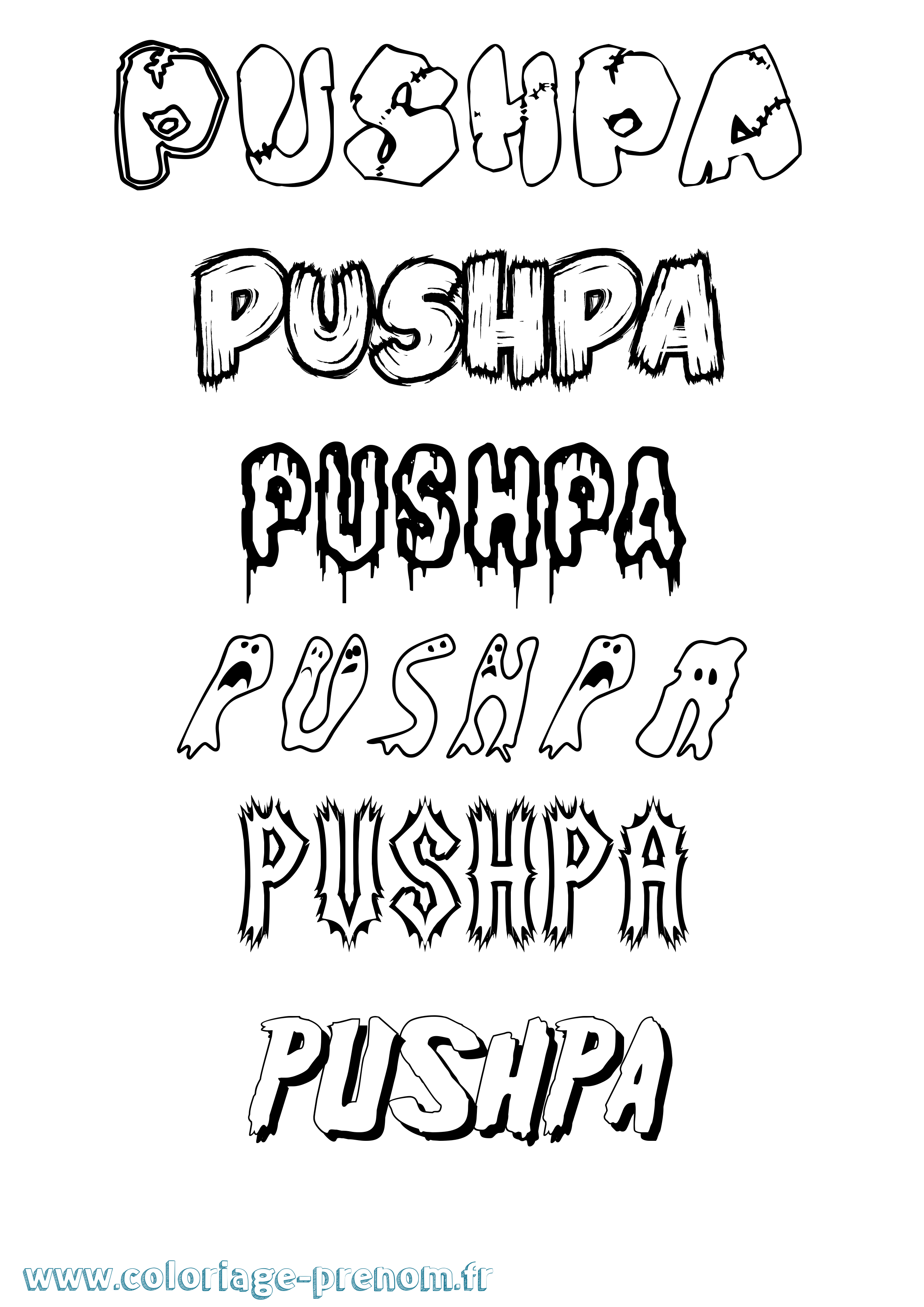 Coloriage Pushpa Frisson Coloriage prénom Pushpa Frisson