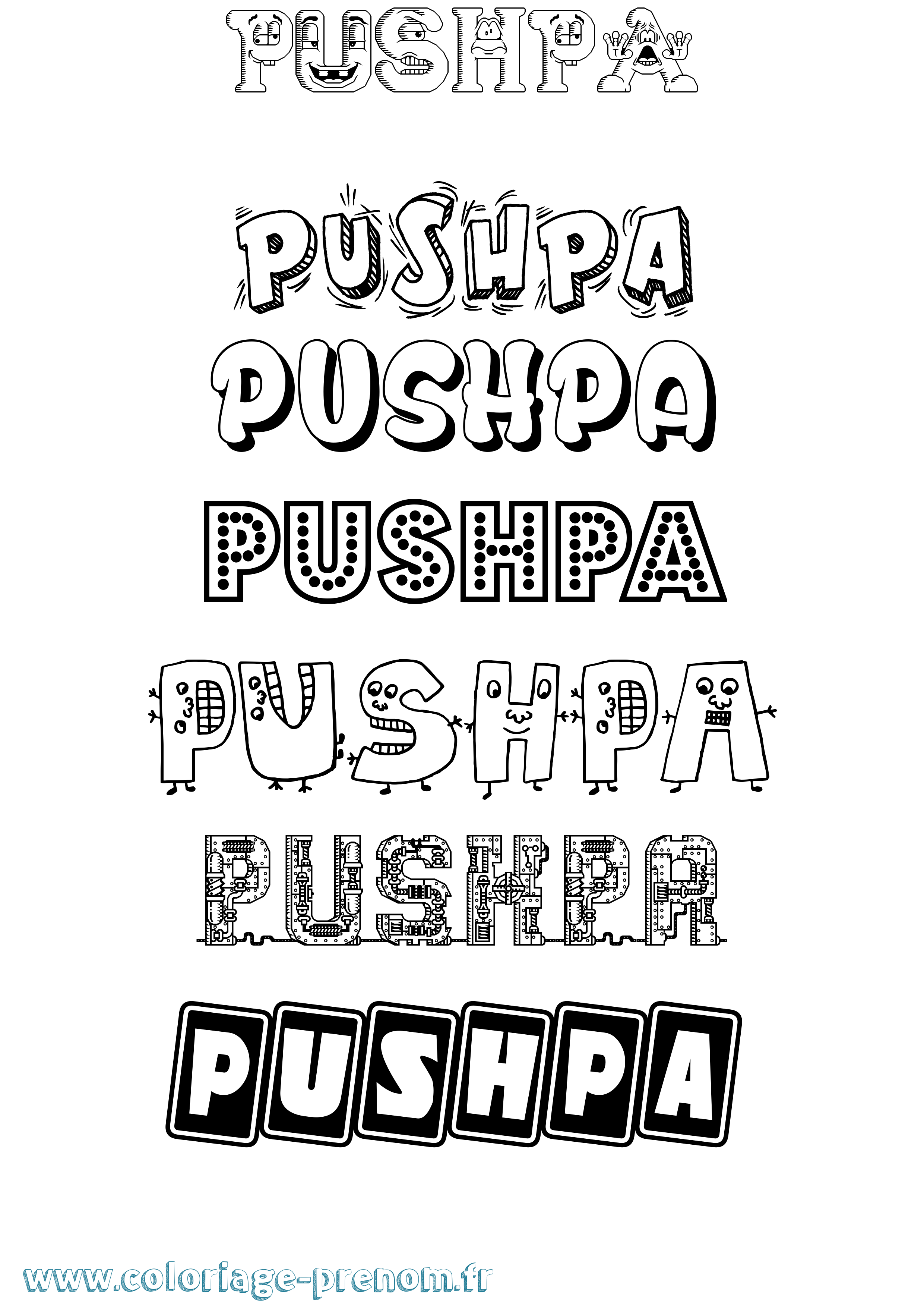 Coloriage Pushpa Fun Coloriage prénom Pushpa Fun
