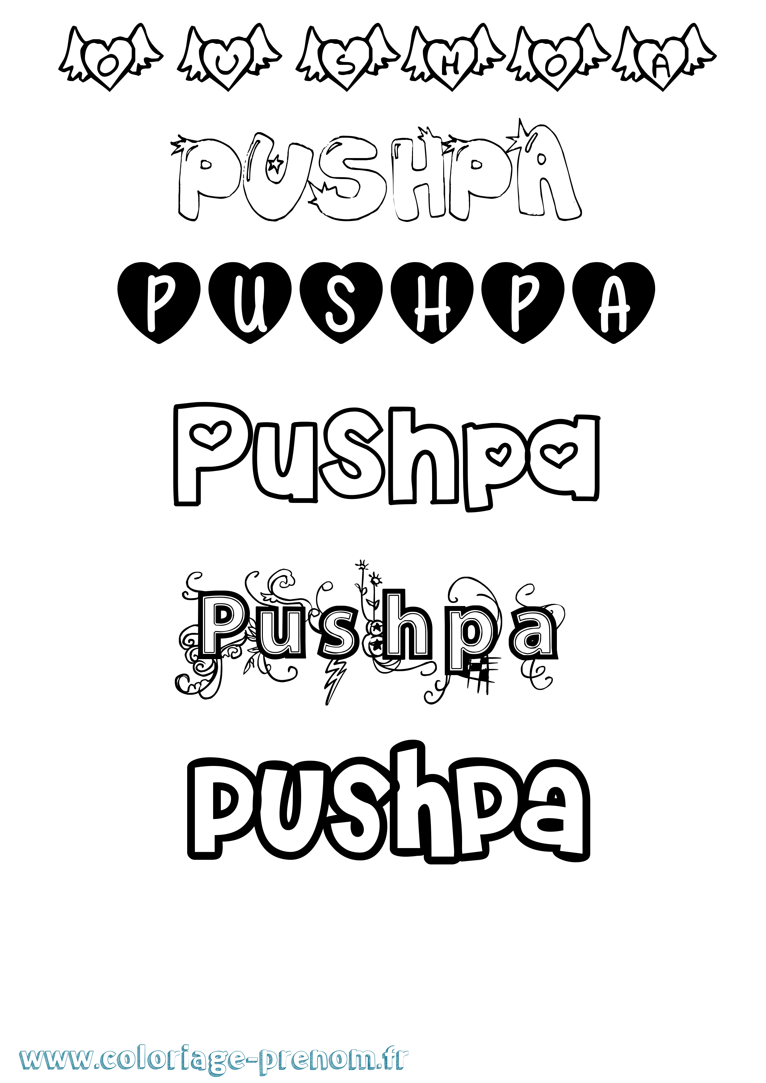 Coloriage Pushpa Girly Coloriage prénom Pushpa Girly