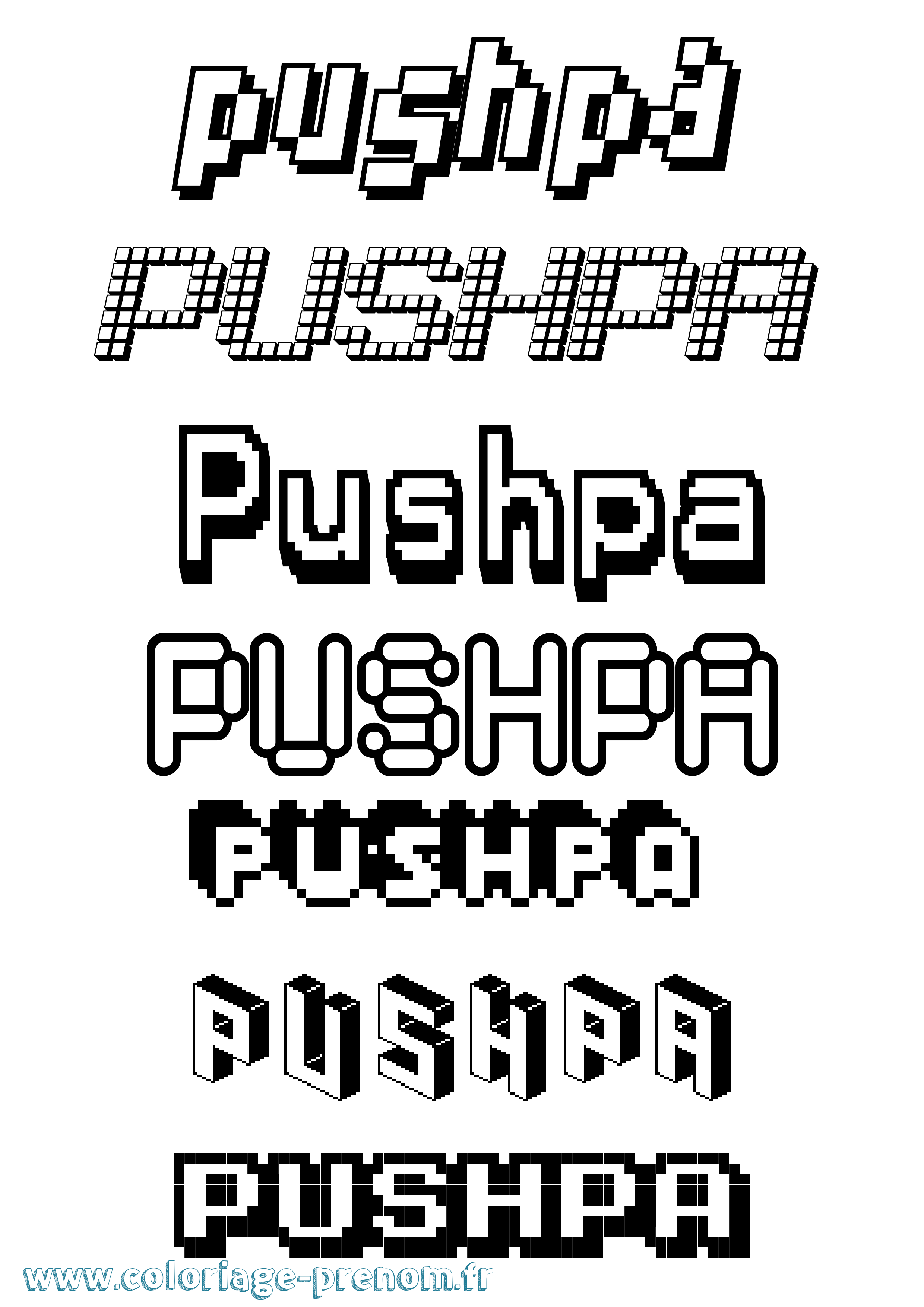 Coloriage Pushpa Pixel Coloriage prénom Pushpa Pixel