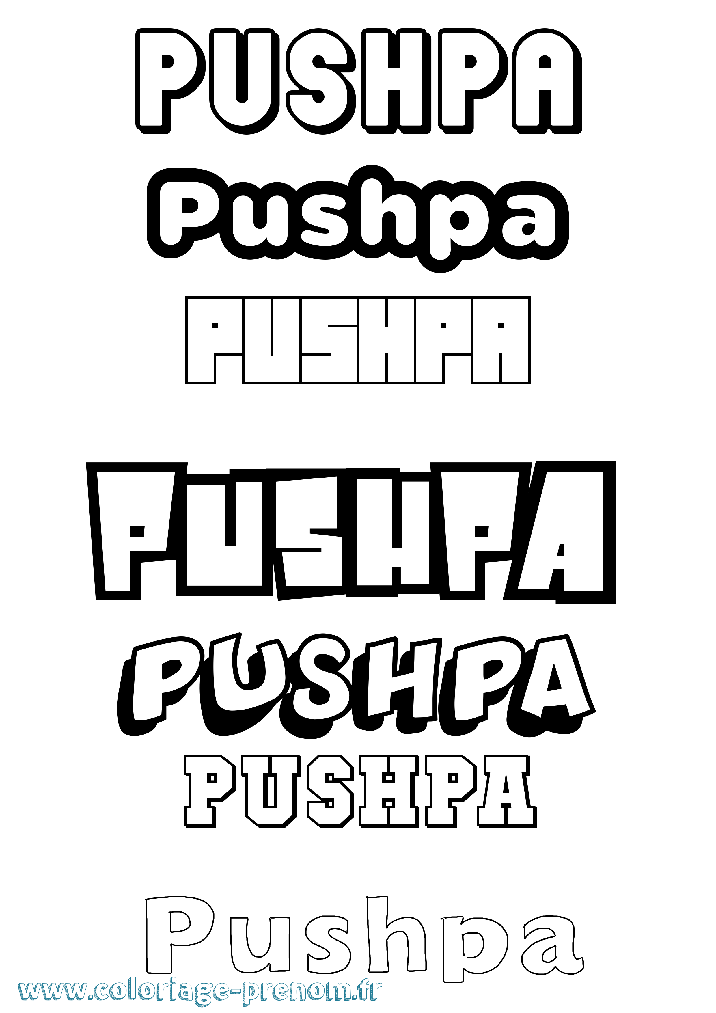 Coloriage Pushpa Simple Coloriage prénom Pushpa Simple