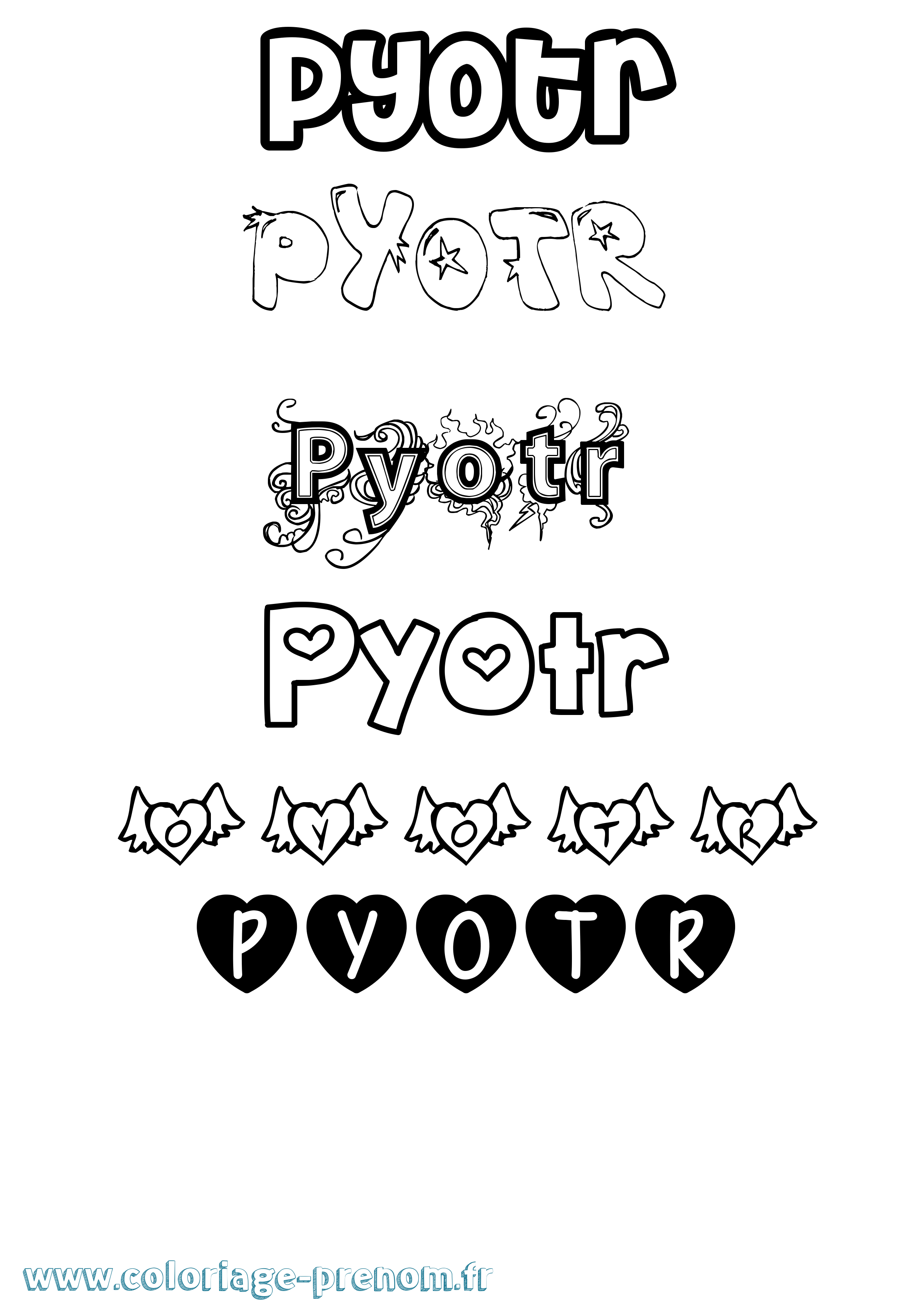 Coloriage Pyotr Girly Coloriage prénom Pyotr Girly