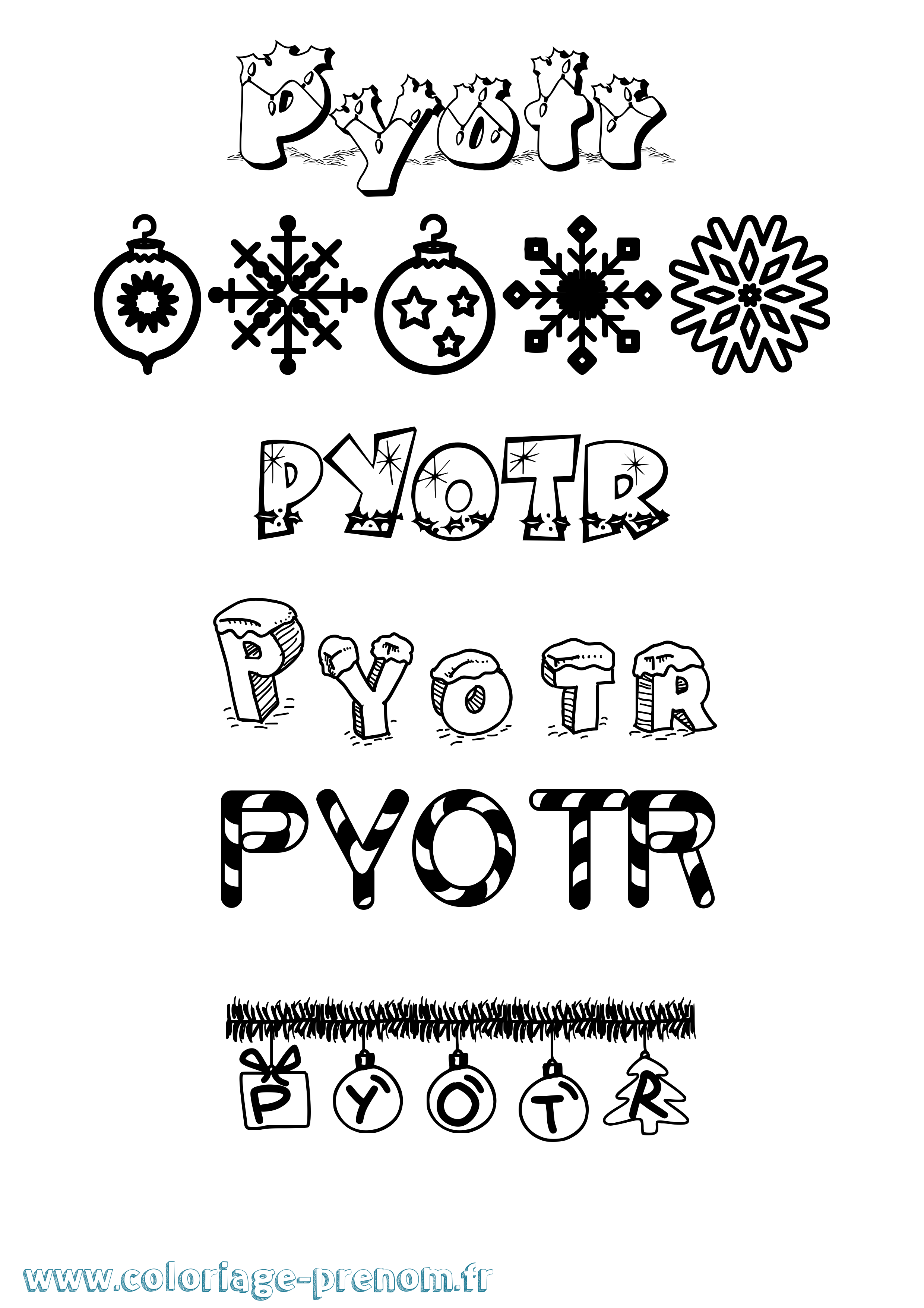 Coloriage Pyotr Noël Coloriage prénom Pyotr Noël