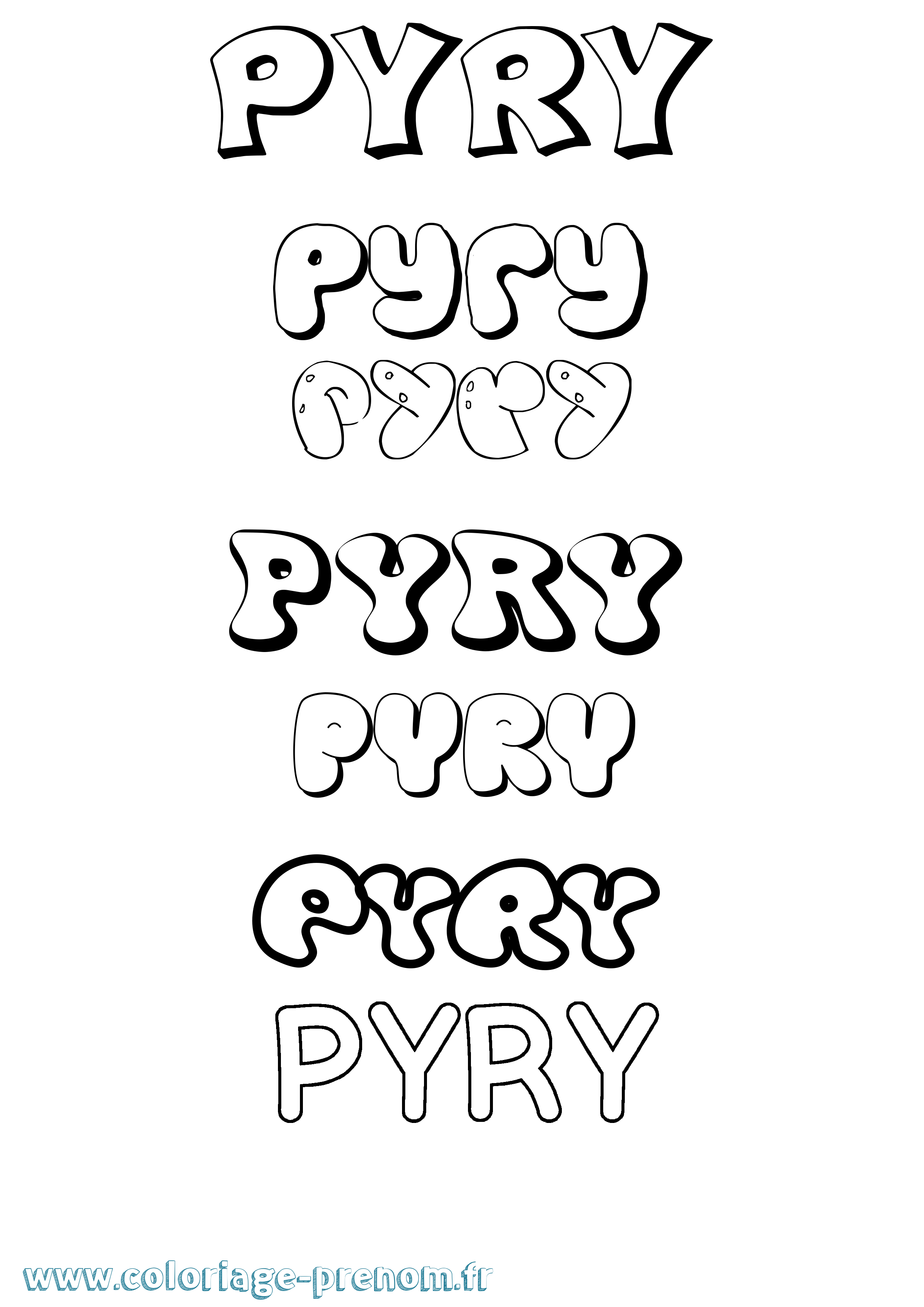 Coloriage Pyry Bubble Coloriage prénom Pyry Bubble