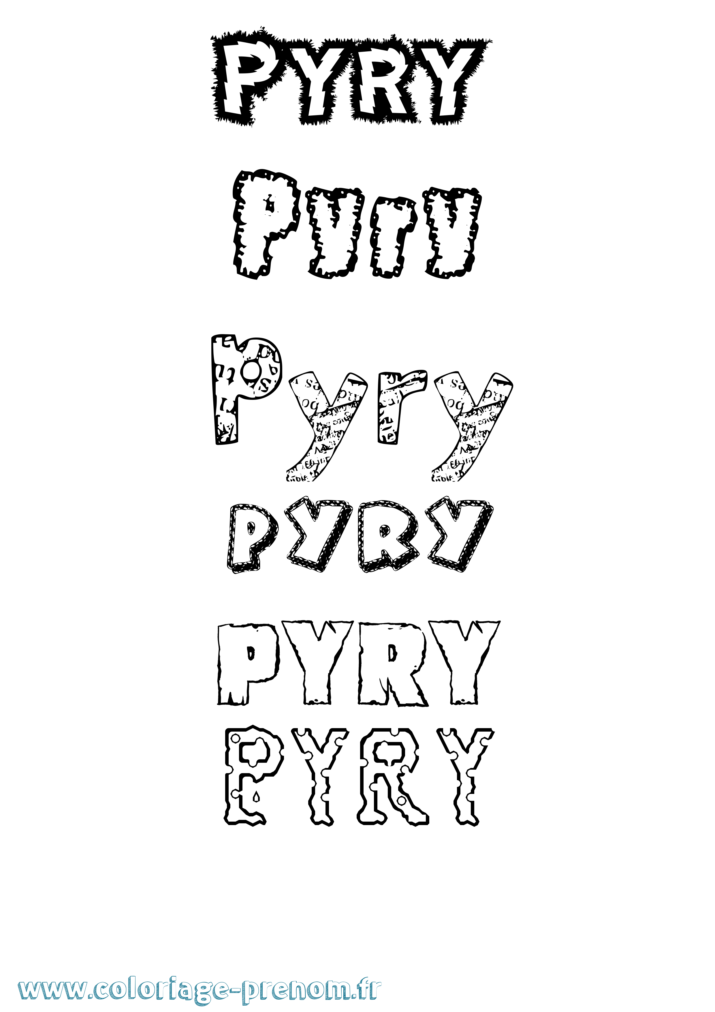Coloriage Pyry Destructuré Coloriage prénom Pyry Destructuré