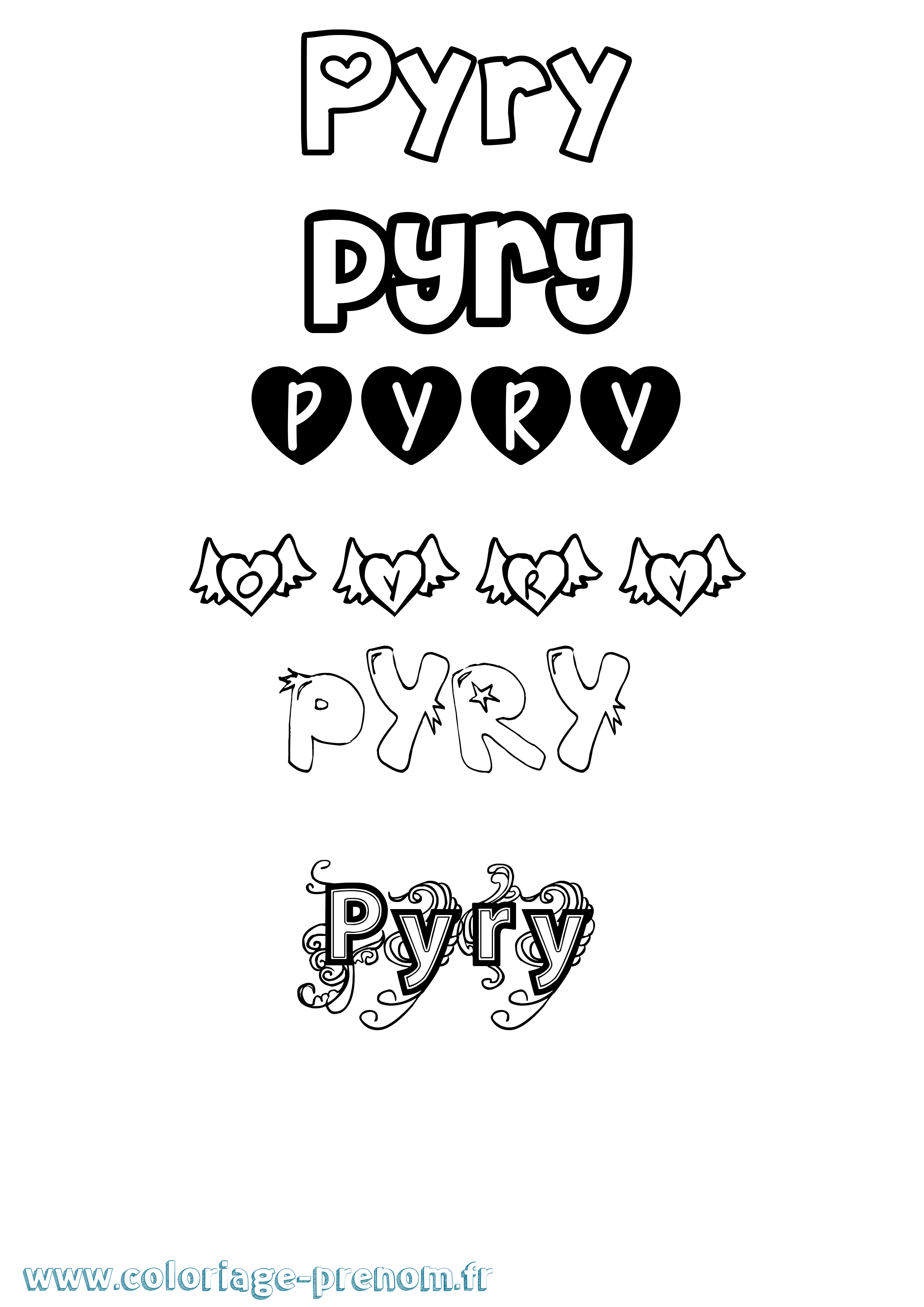 Coloriage Pyry Girly Coloriage prénom Pyry Girly