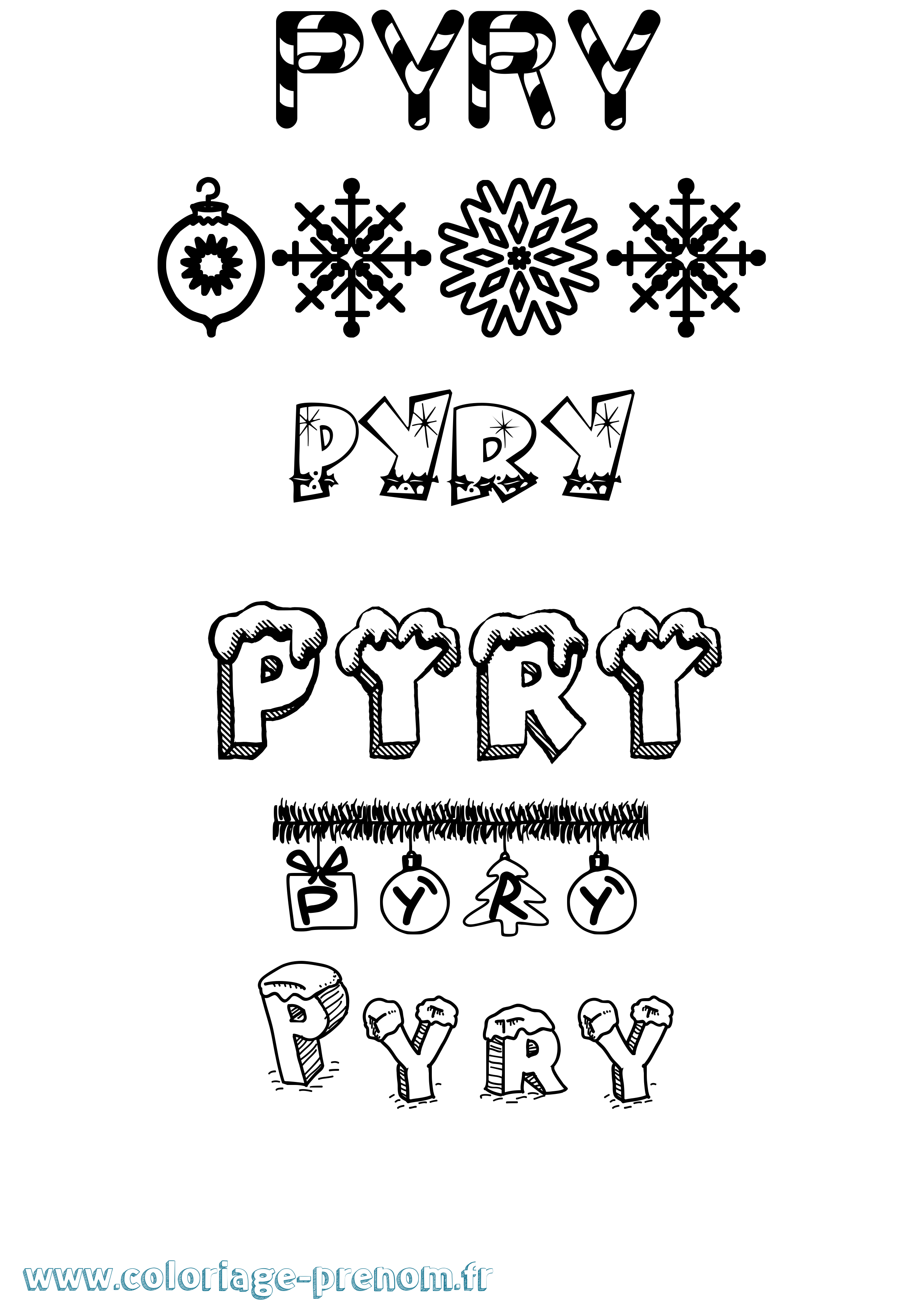 Coloriage Pyry Noël Coloriage prénom Pyry Noël