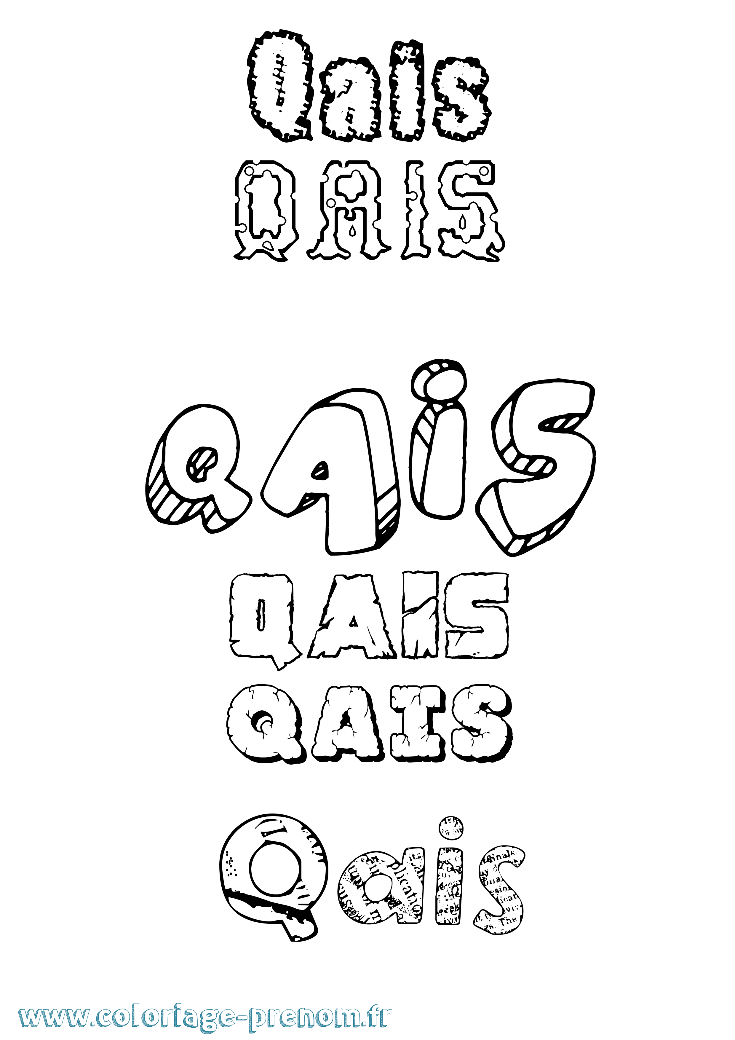 Coloriage Qais Destructuré Coloriage prénom Qais Destructuré