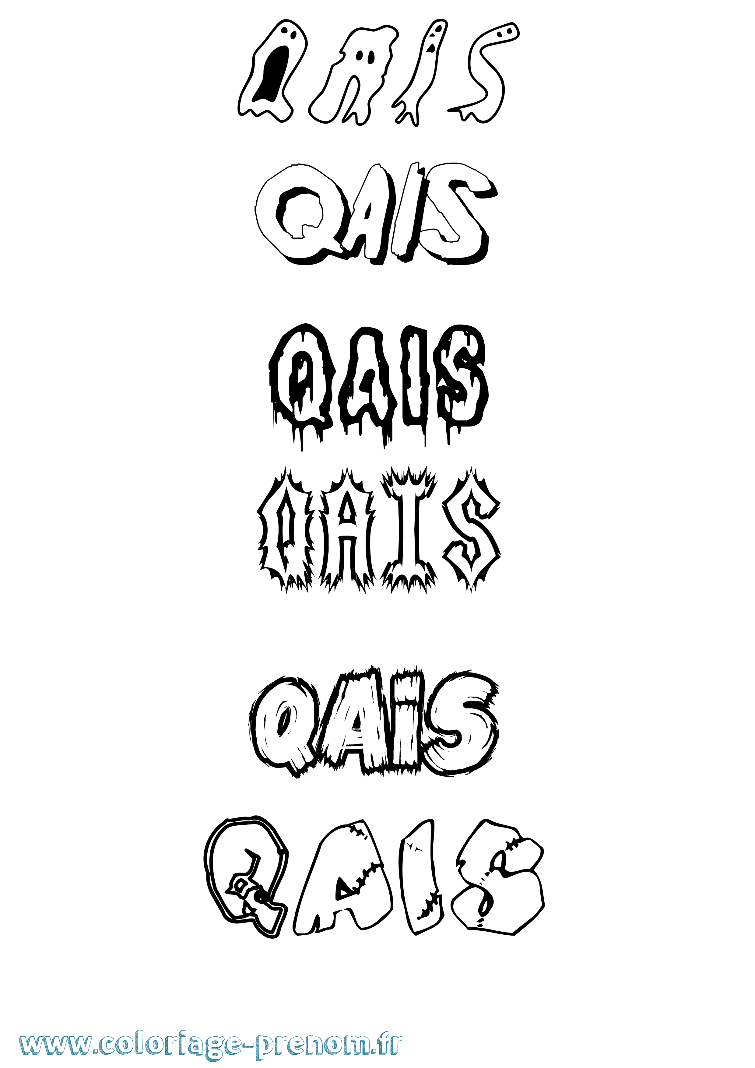 Coloriage Qais Frisson Coloriage prénom Qais Frisson