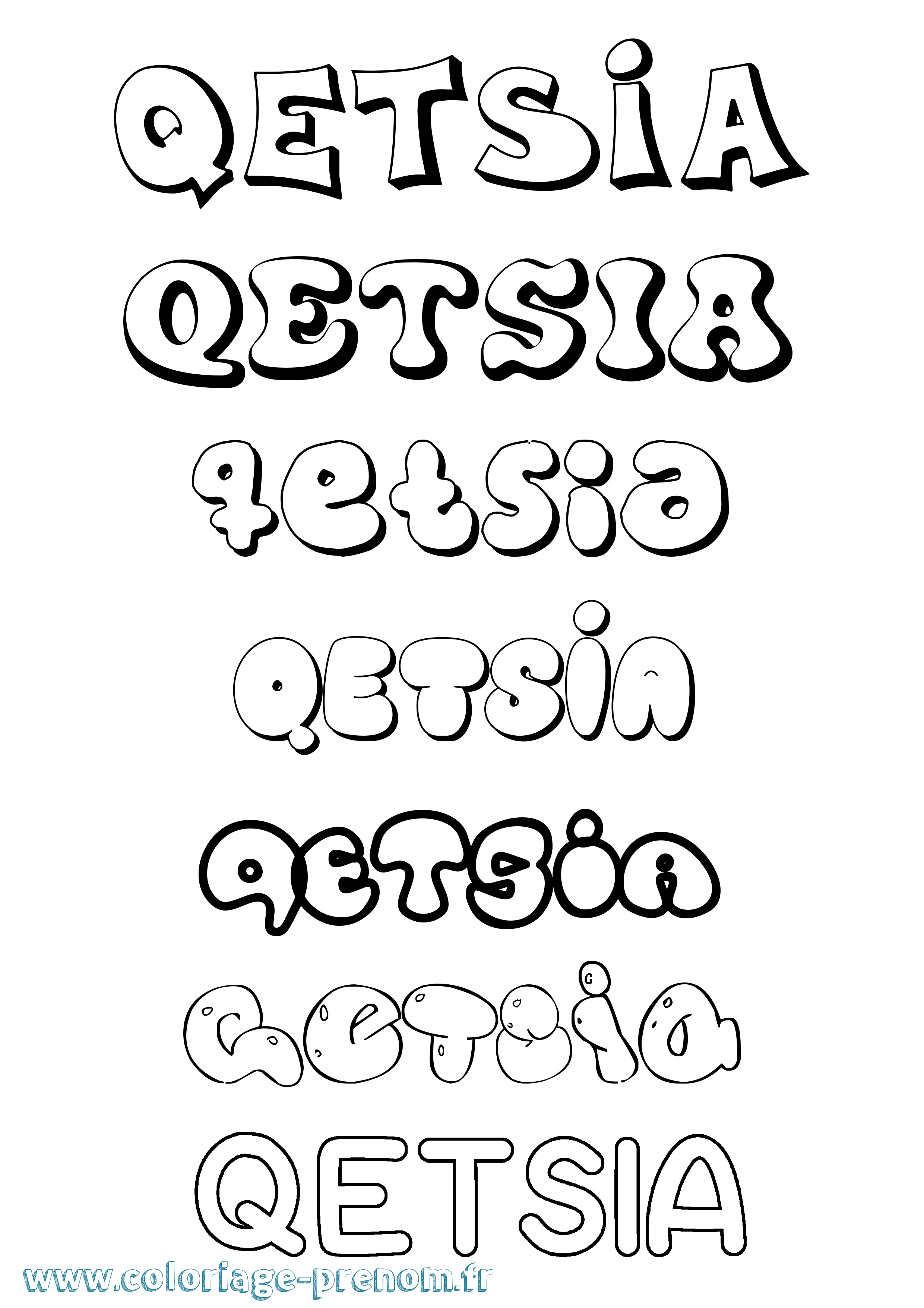 Coloriage Qetsia Bubble Coloriage prénom Qetsia Bubble