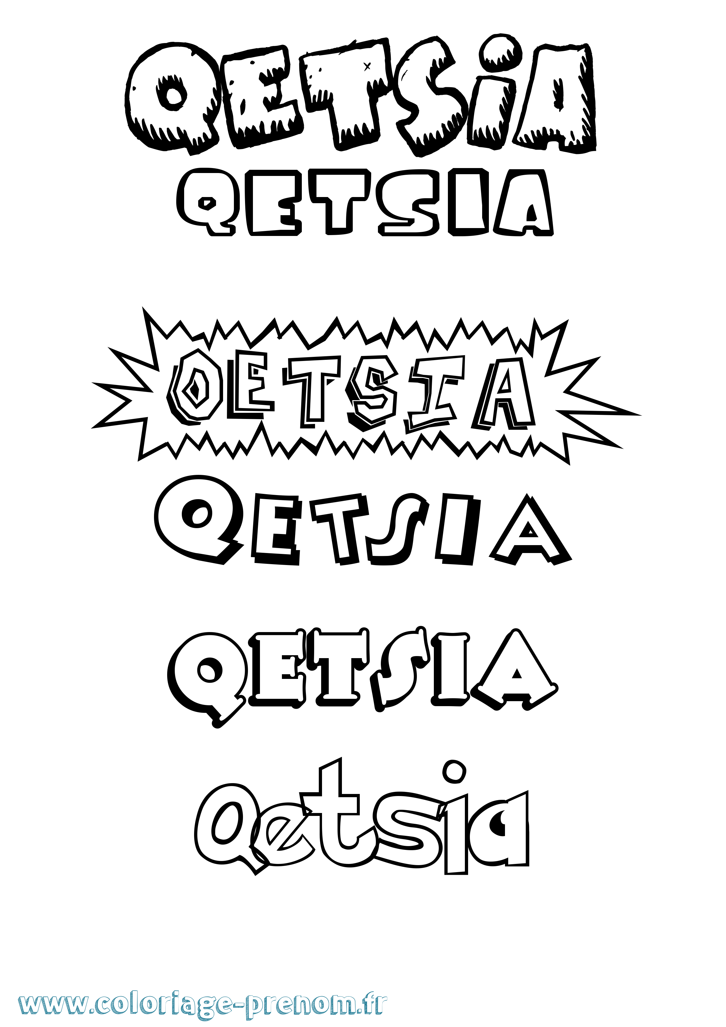 Coloriage Qetsia Dessin Animé Coloriage prénom Qetsia Dessin Animé