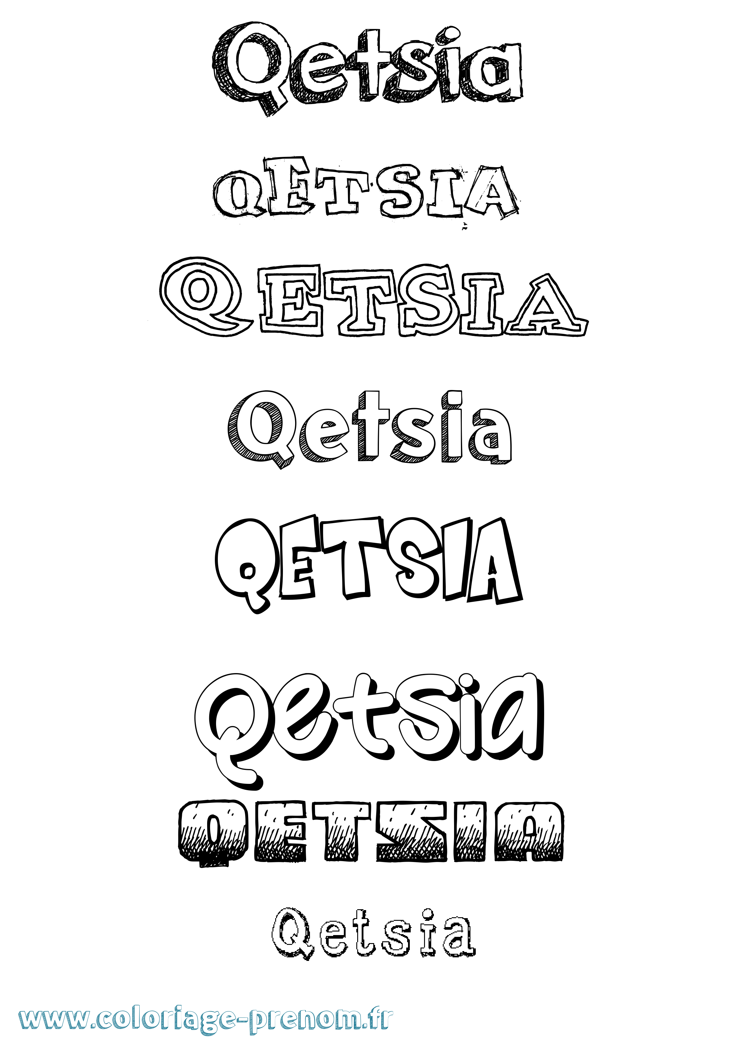 Coloriage Qetsia Dessiné Coloriage prénom Qetsia Dessiné