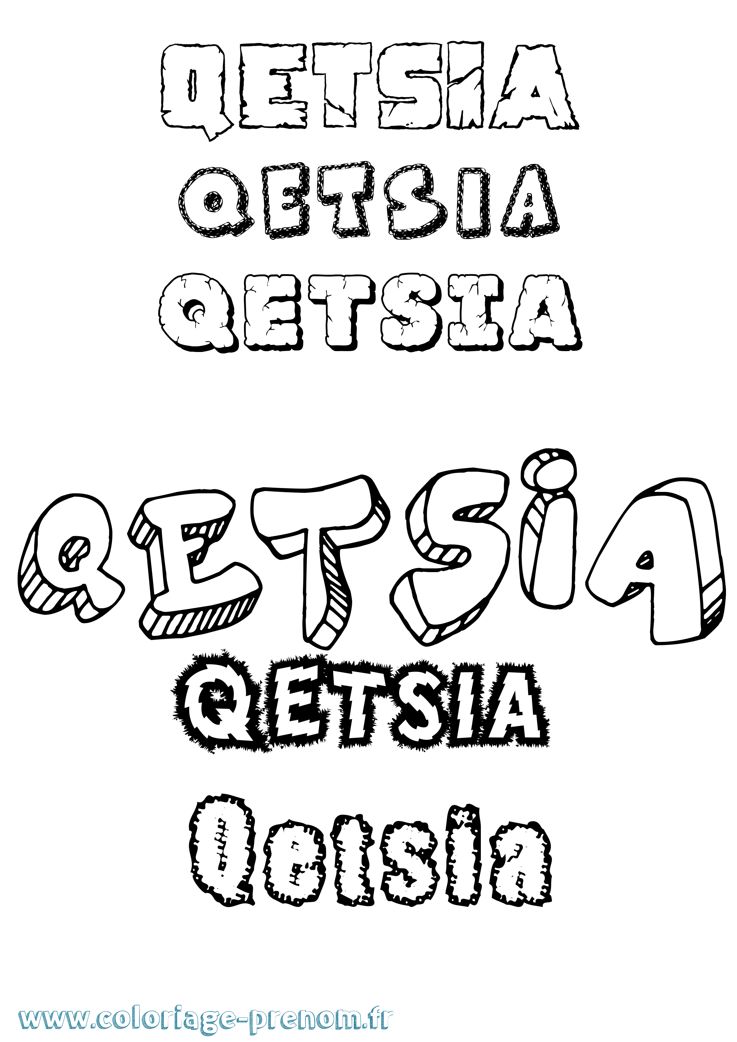 Coloriage Qetsia Destructuré Coloriage prénom Qetsia Destructuré