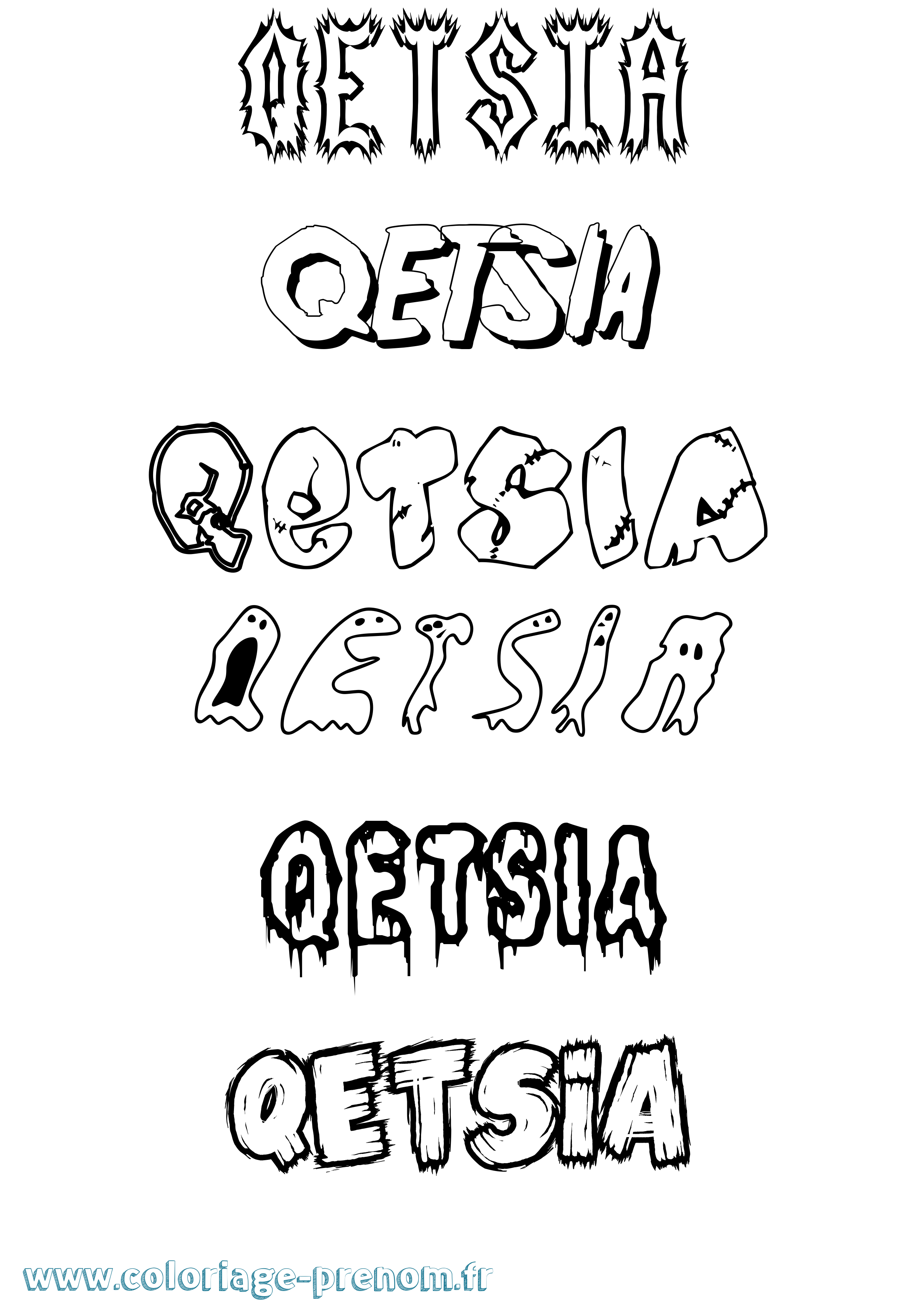 Coloriage Qetsia Frisson Coloriage prénom Qetsia Frisson