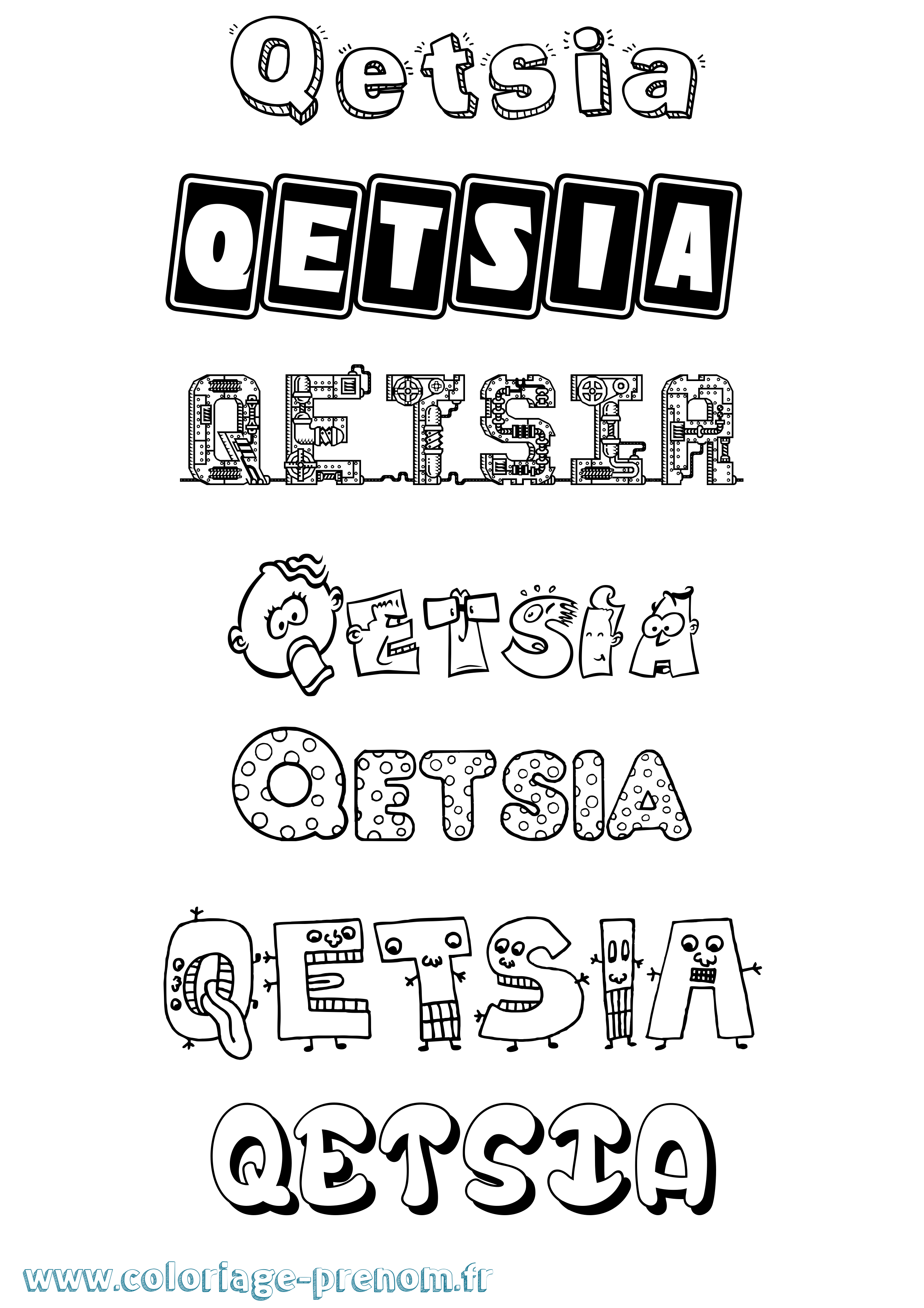 Coloriage Qetsia Fun Coloriage prénom Qetsia Fun