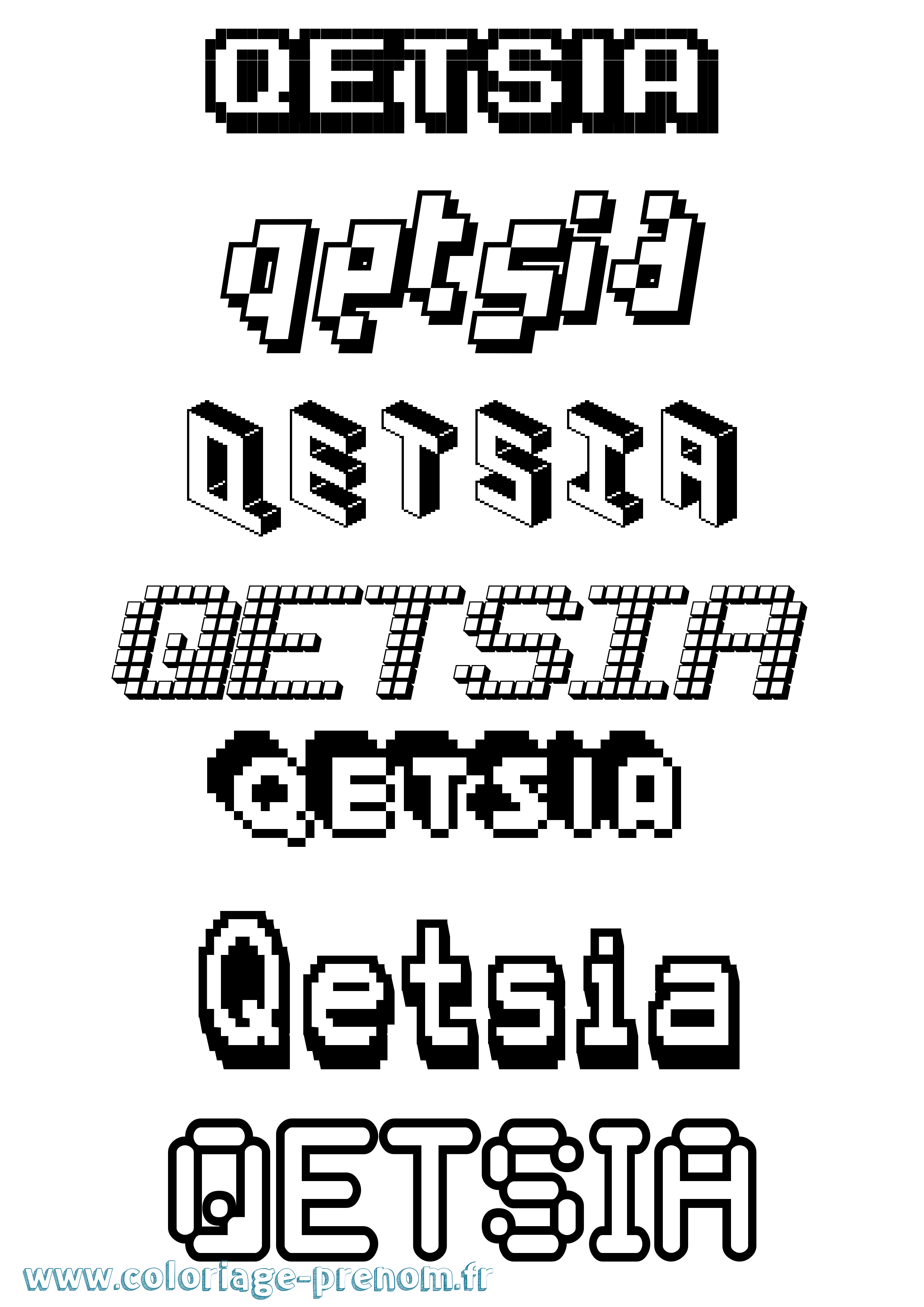 Coloriage Qetsia Pixel Coloriage prénom Qetsia Pixel