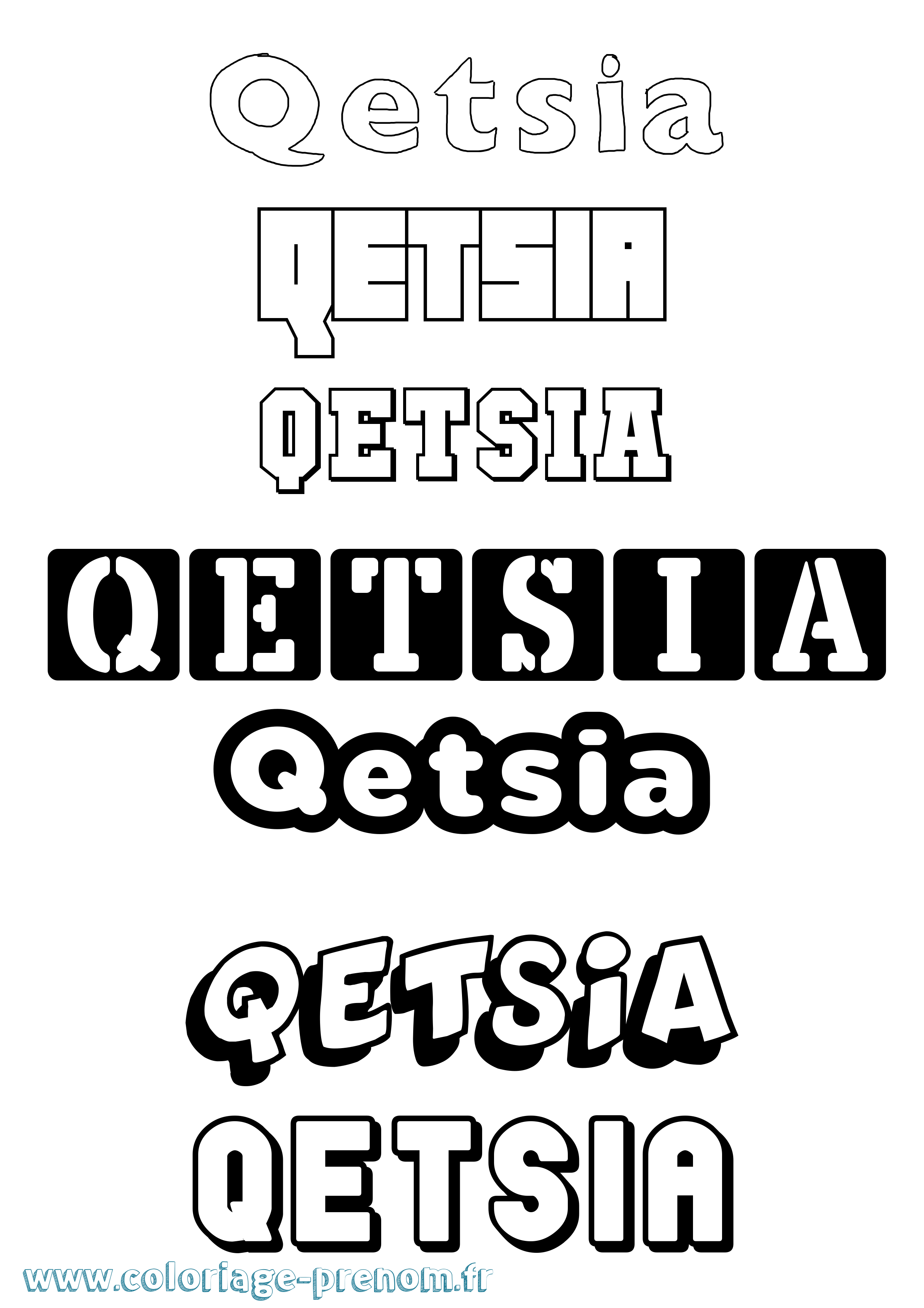 Coloriage Qetsia Simple Coloriage prénom Qetsia Simple