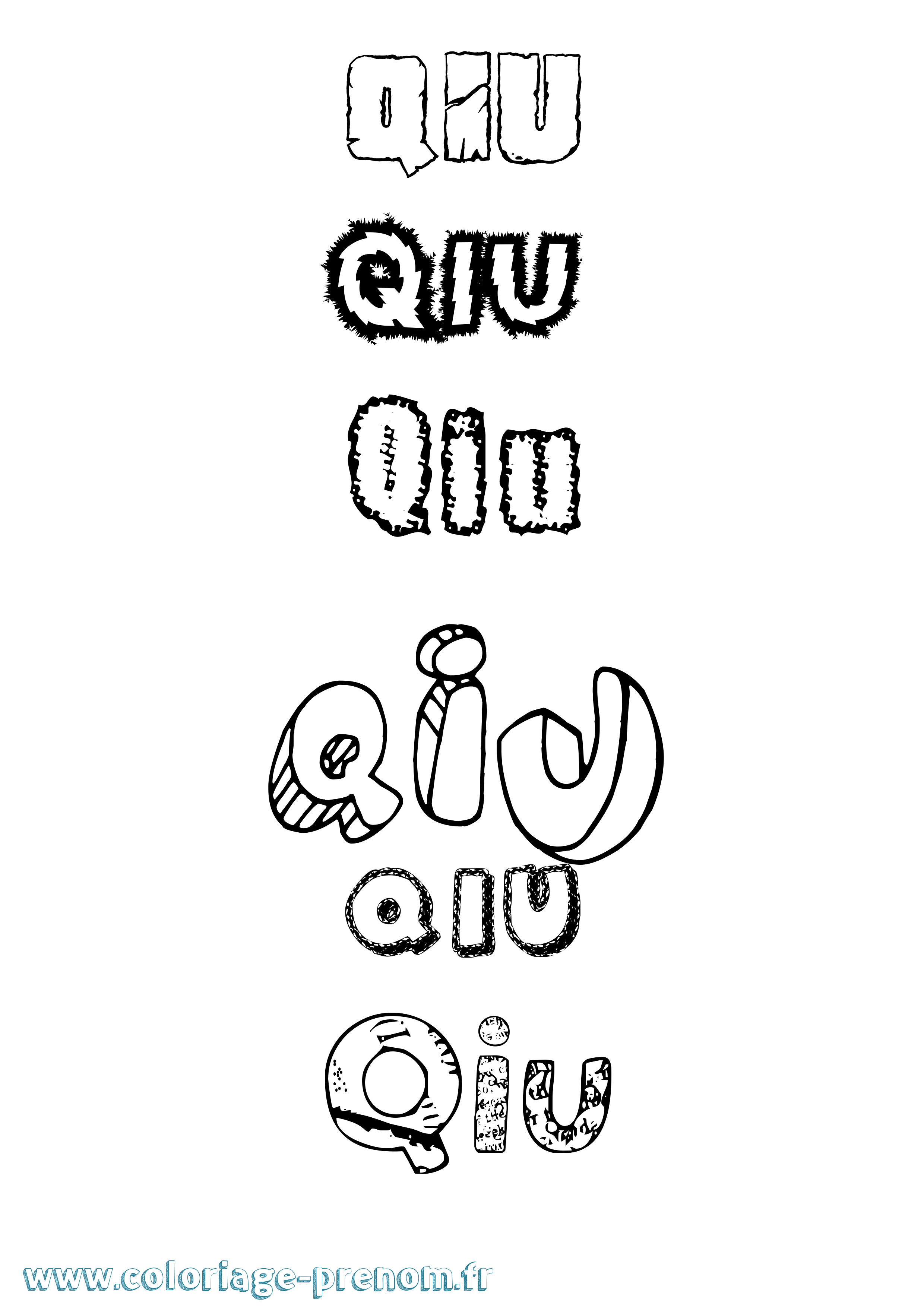Coloriage Qiu Destructuré Coloriage prénom Qiu Destructuré