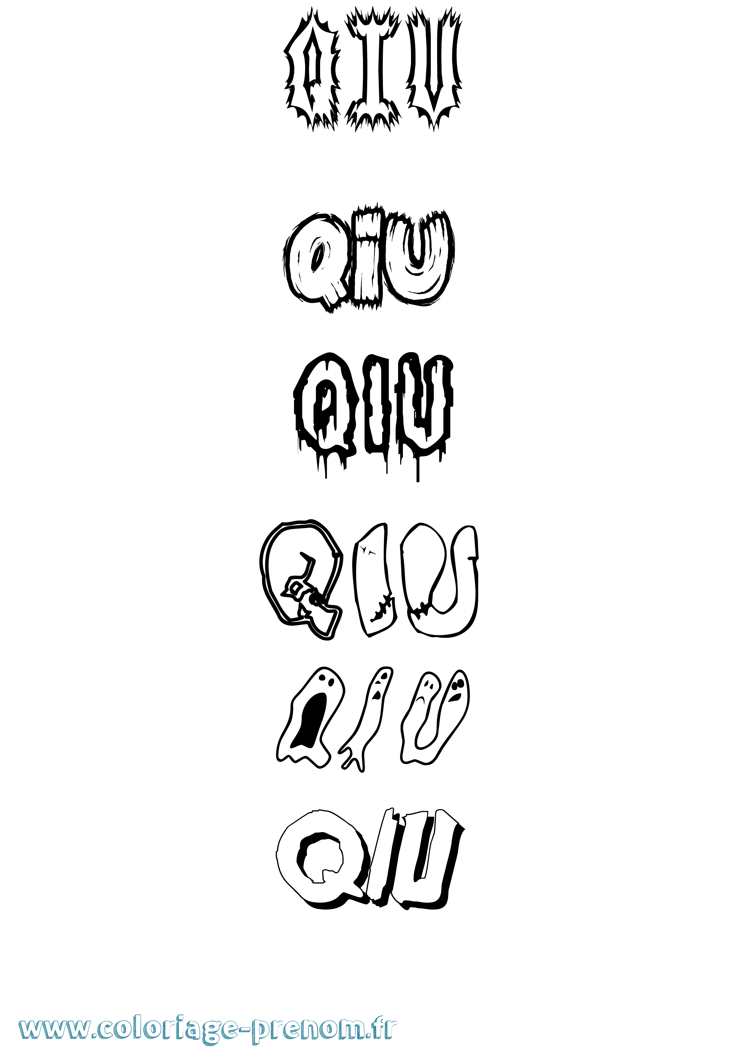 Coloriage Qiu Frisson Coloriage prénom Qiu Frisson
