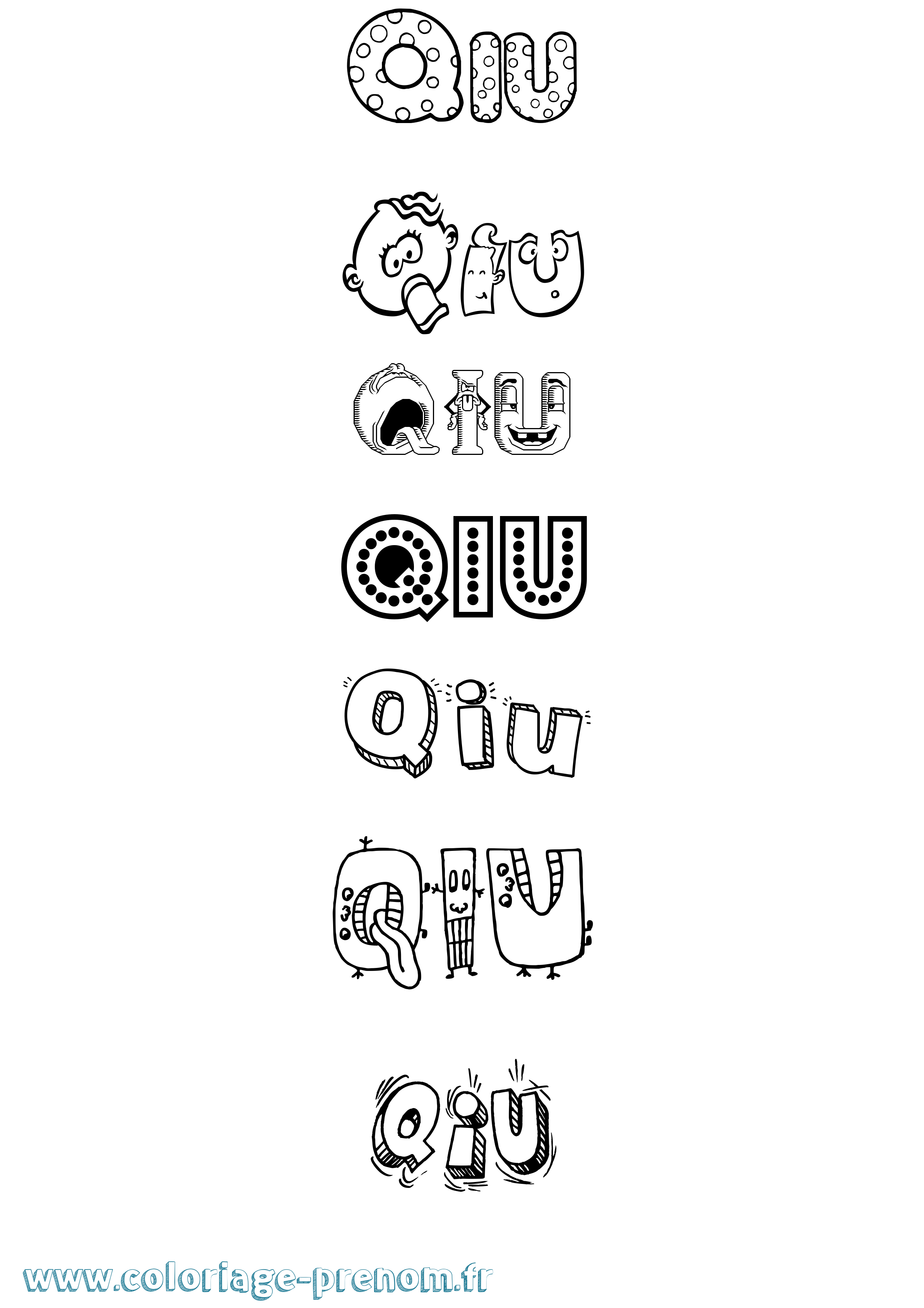 Coloriage Qiu Fun Coloriage prénom Qiu Fun