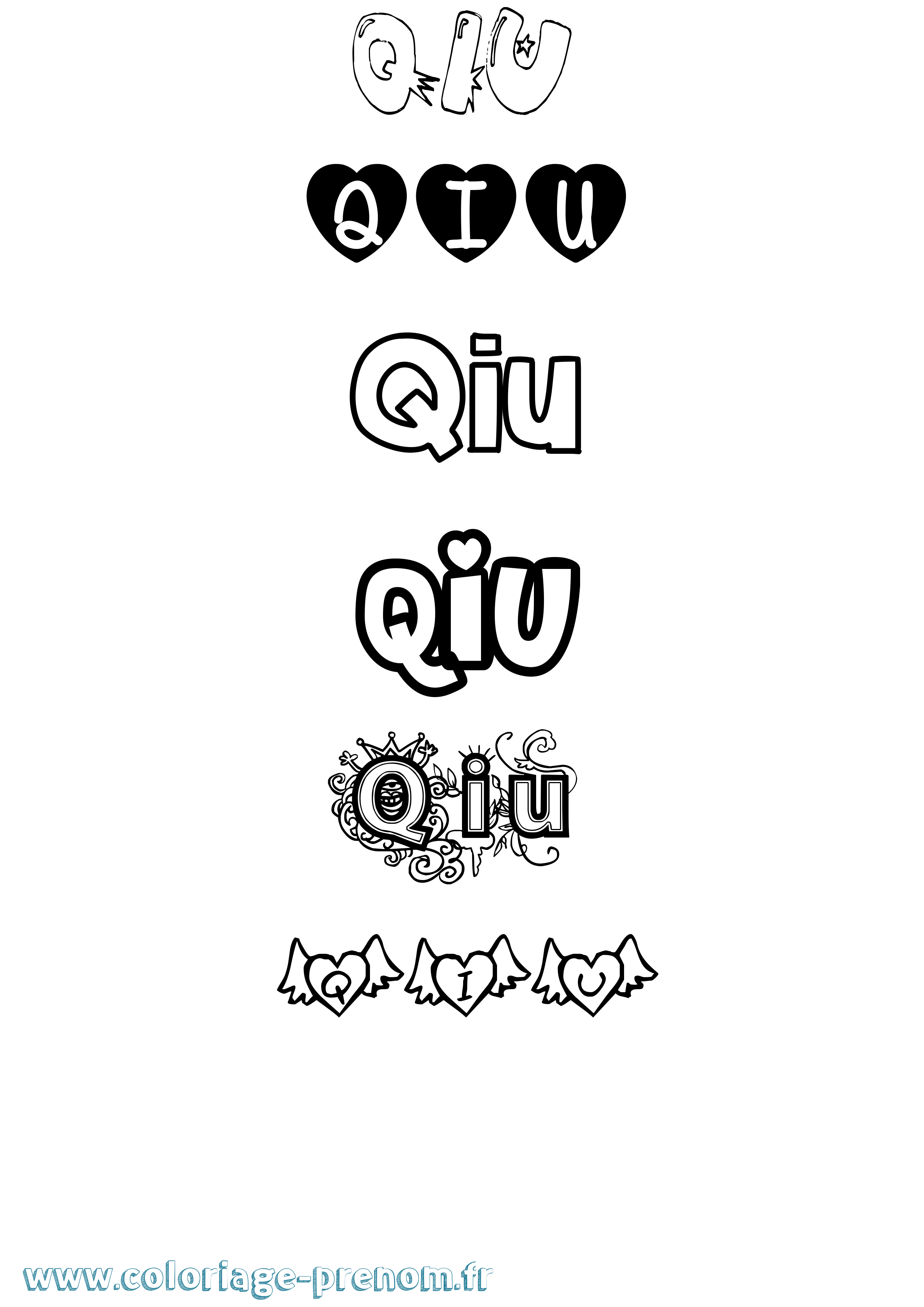 Coloriage Qiu Girly Coloriage prénom Qiu Girly