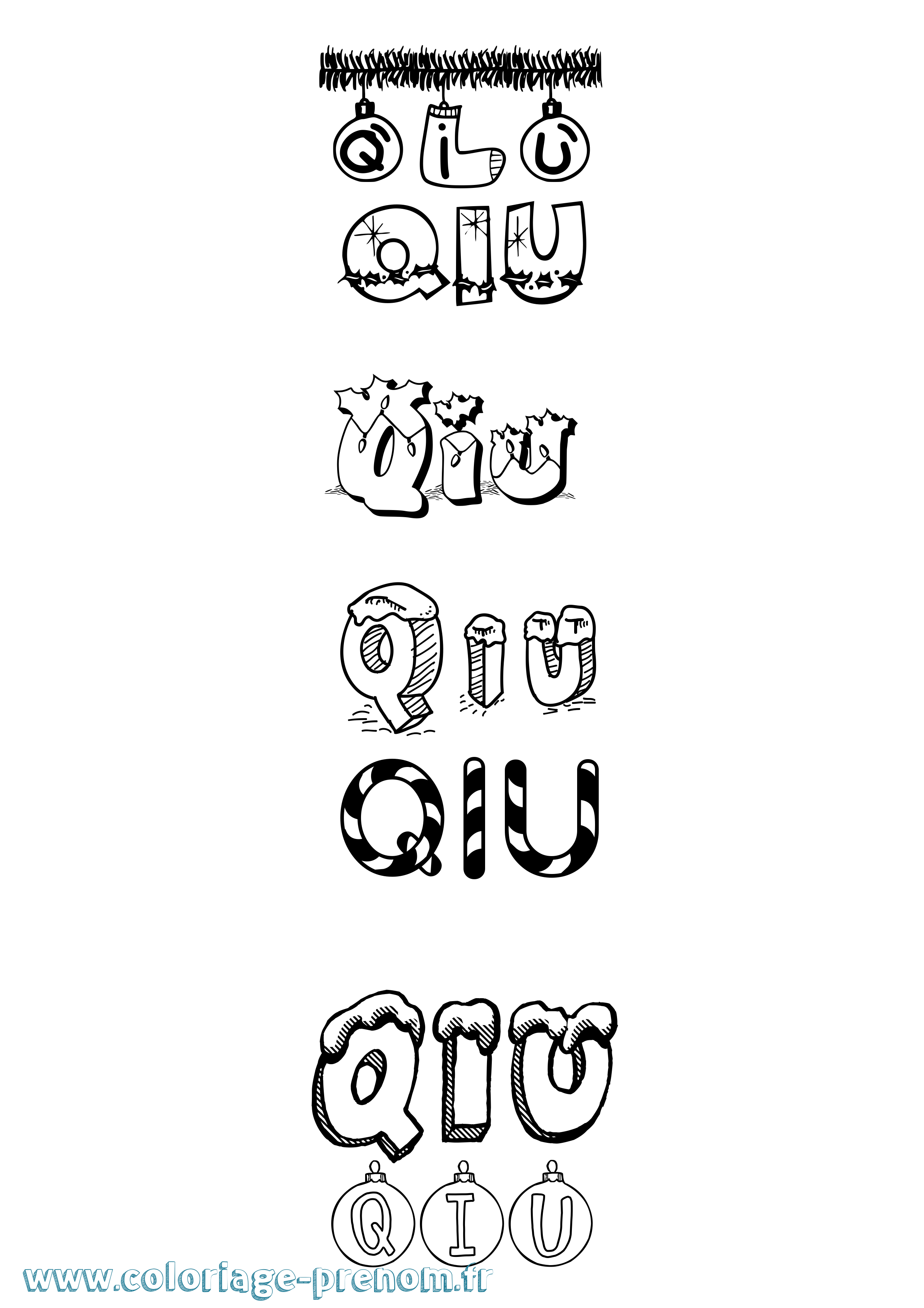 Coloriage Qiu Noël Coloriage prénom Qiu Noël