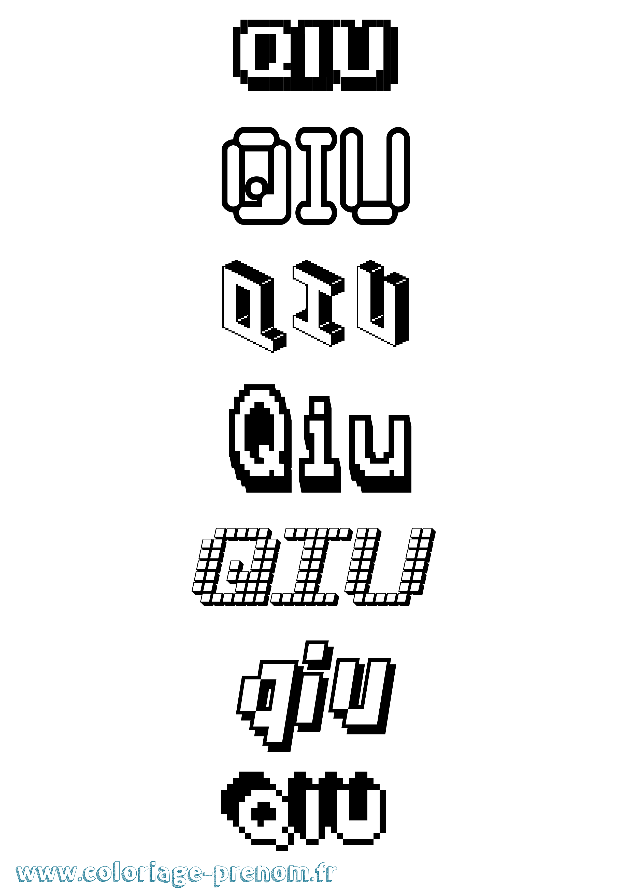 Coloriage Qiu Pixel Coloriage prénom Qiu Pixel