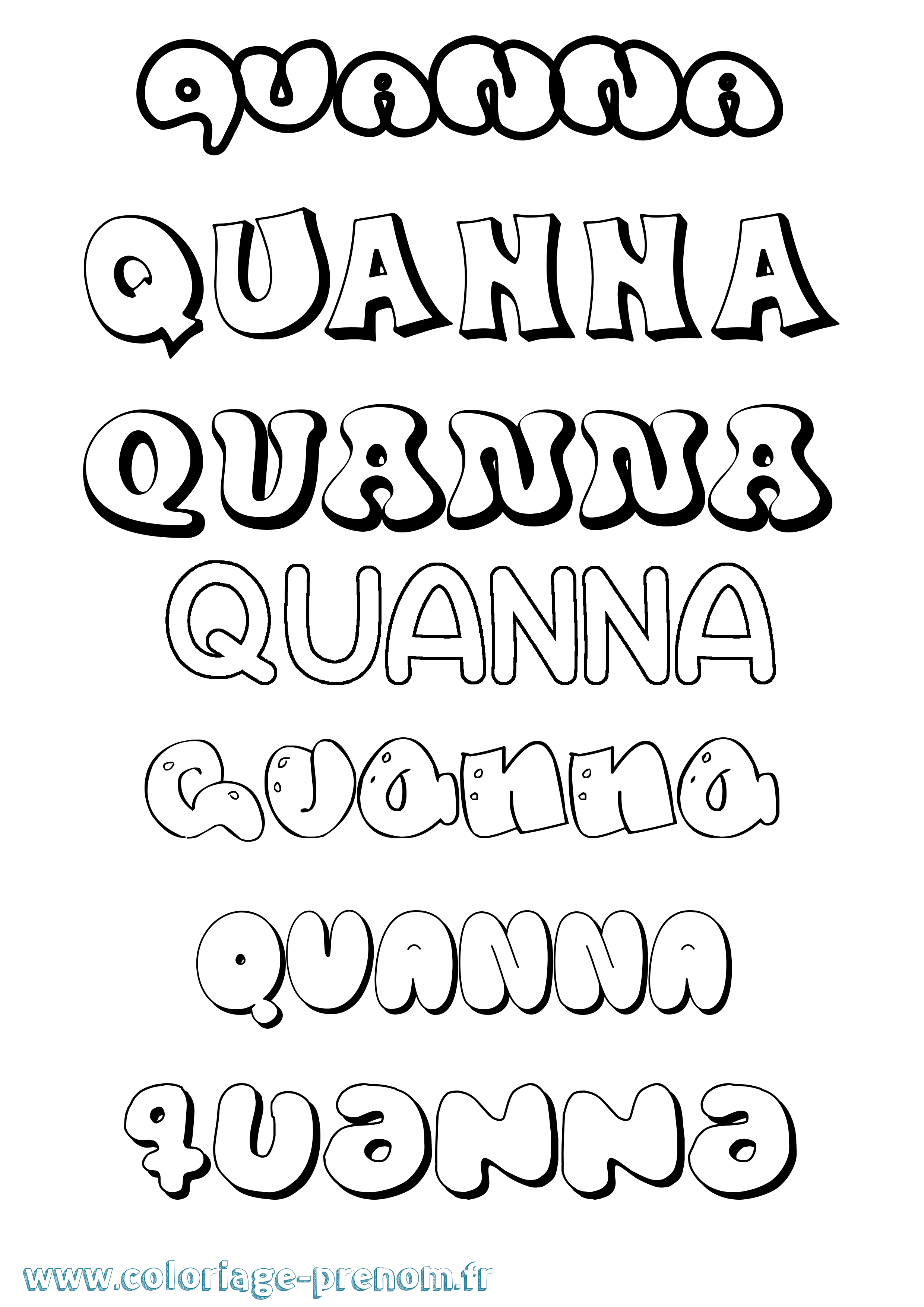 Coloriage Quanna Bubble Coloriage prénom Quanna Bubble