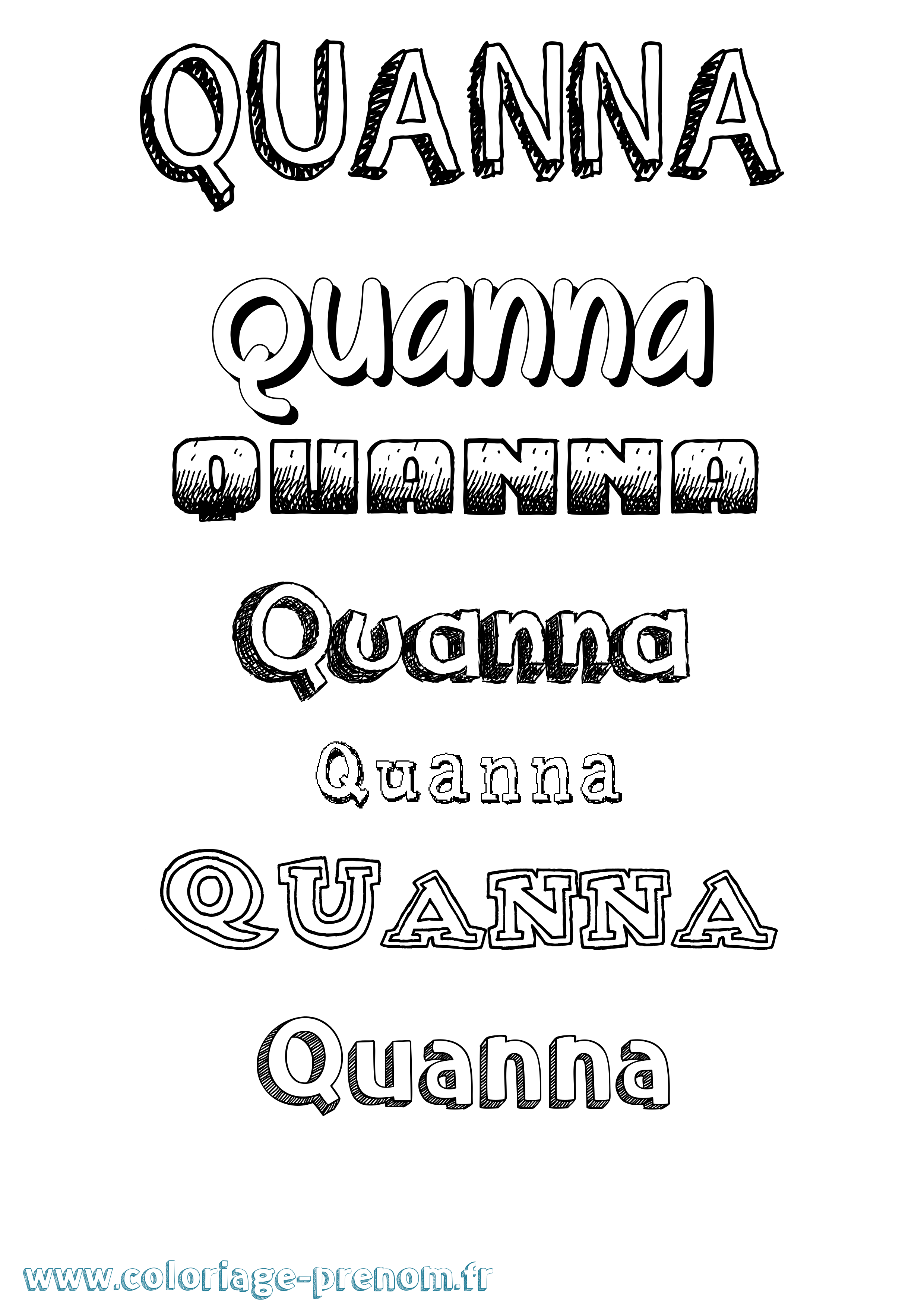 Coloriage Quanna Dessiné Coloriage prénom Quanna Dessiné