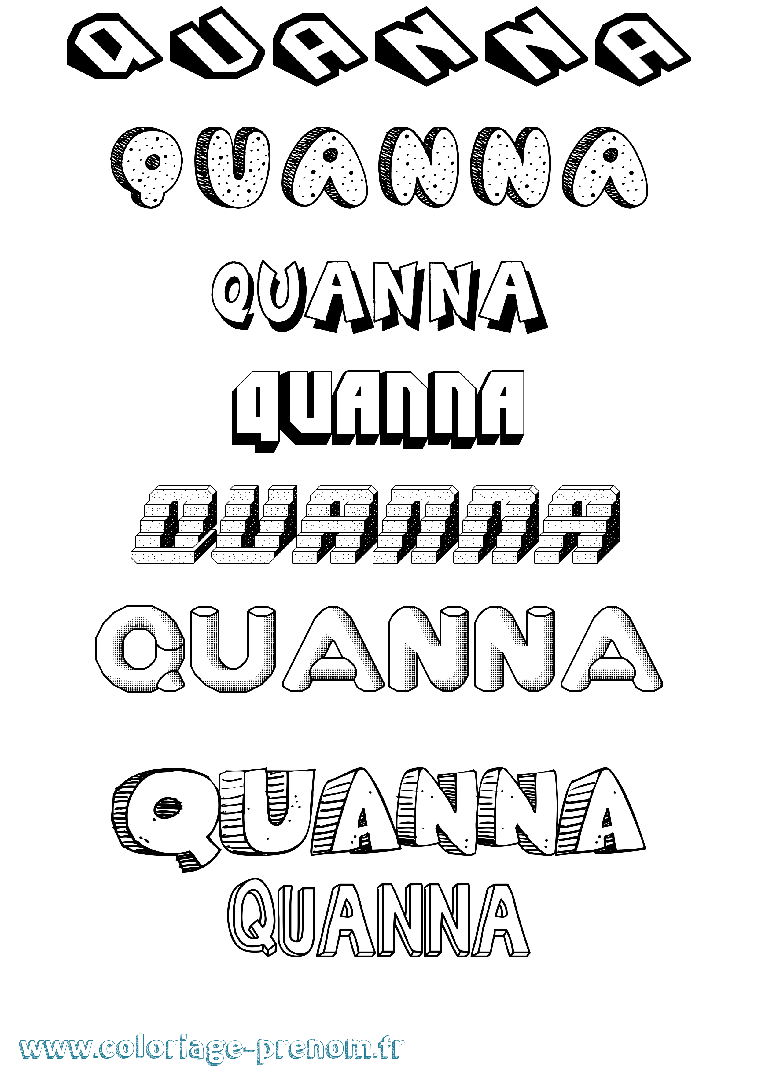 Coloriage Quanna Effet 3D Coloriage prénom Quanna Effet 3D
