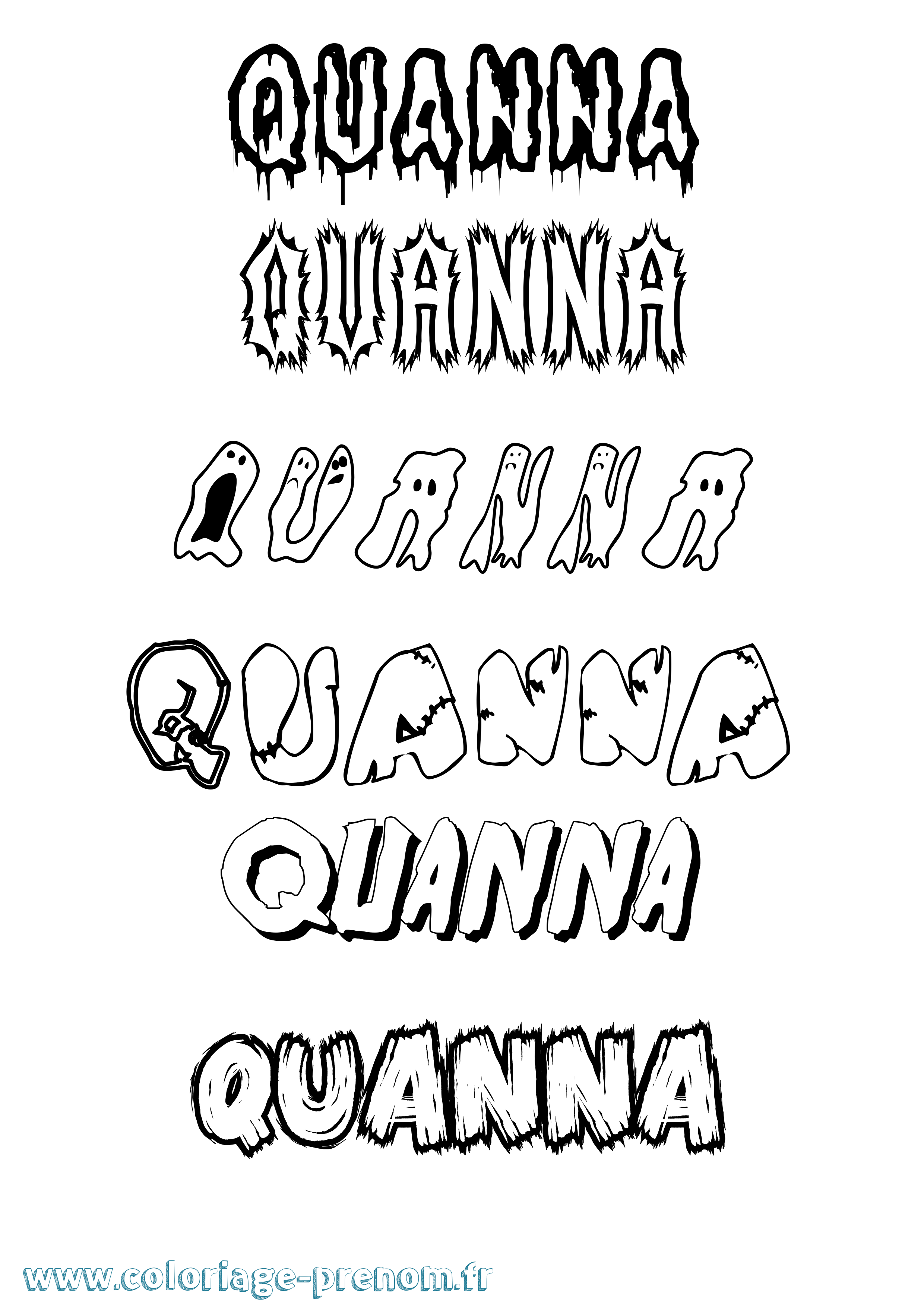 Coloriage Quanna Frisson Coloriage prénom Quanna Frisson