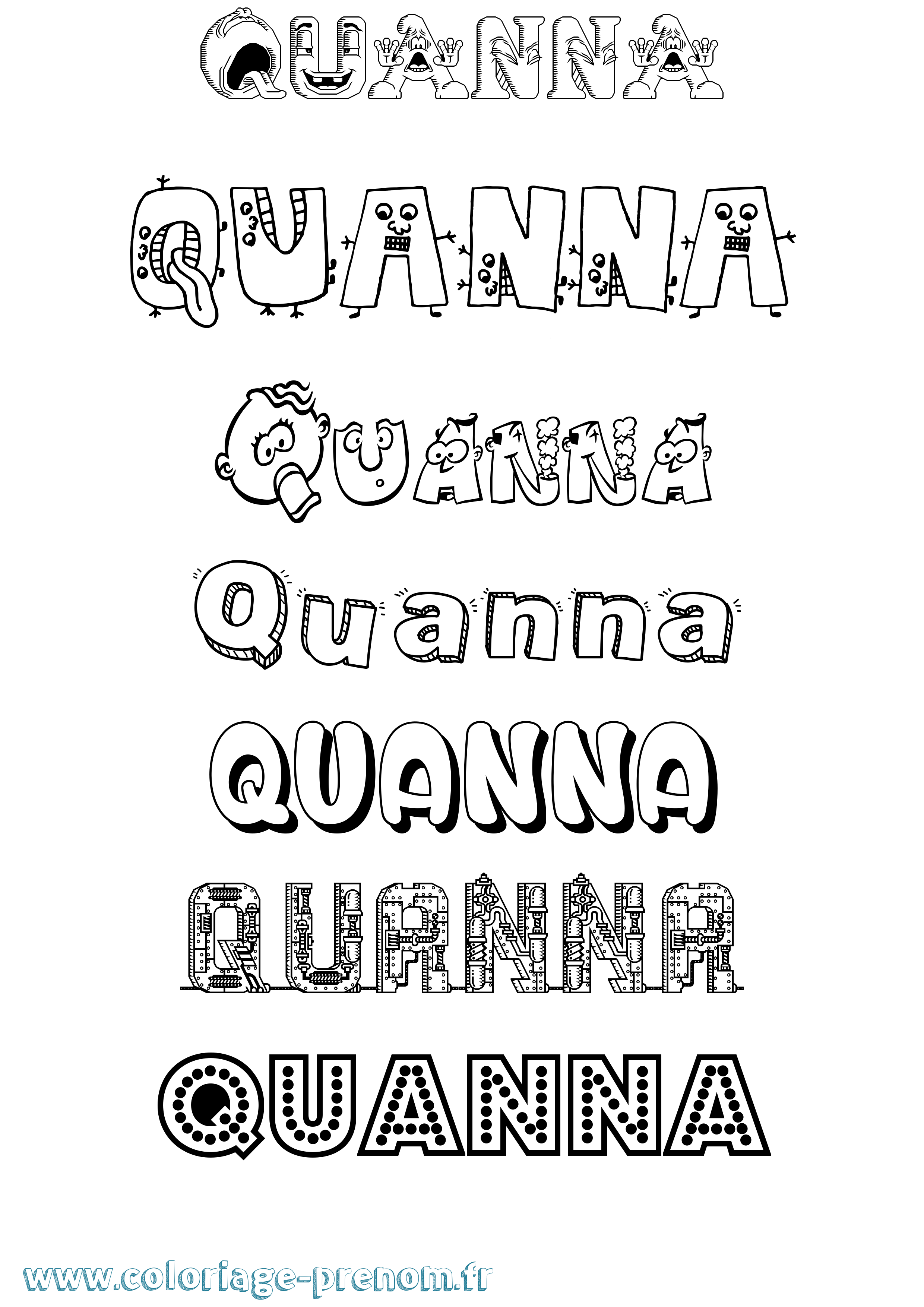 Coloriage Quanna Fun Coloriage prénom Quanna Fun