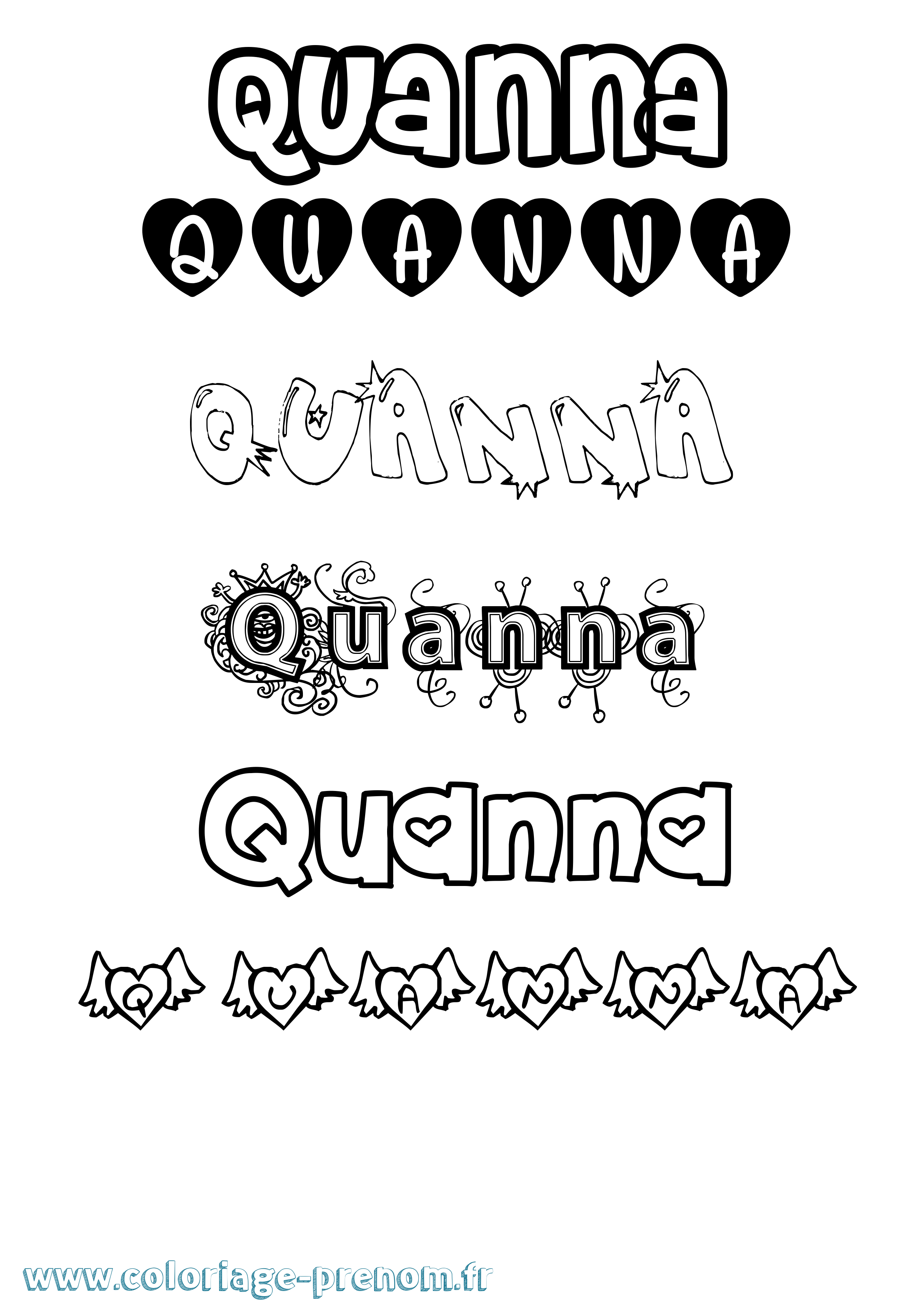 Coloriage Quanna Girly Coloriage prénom Quanna Girly