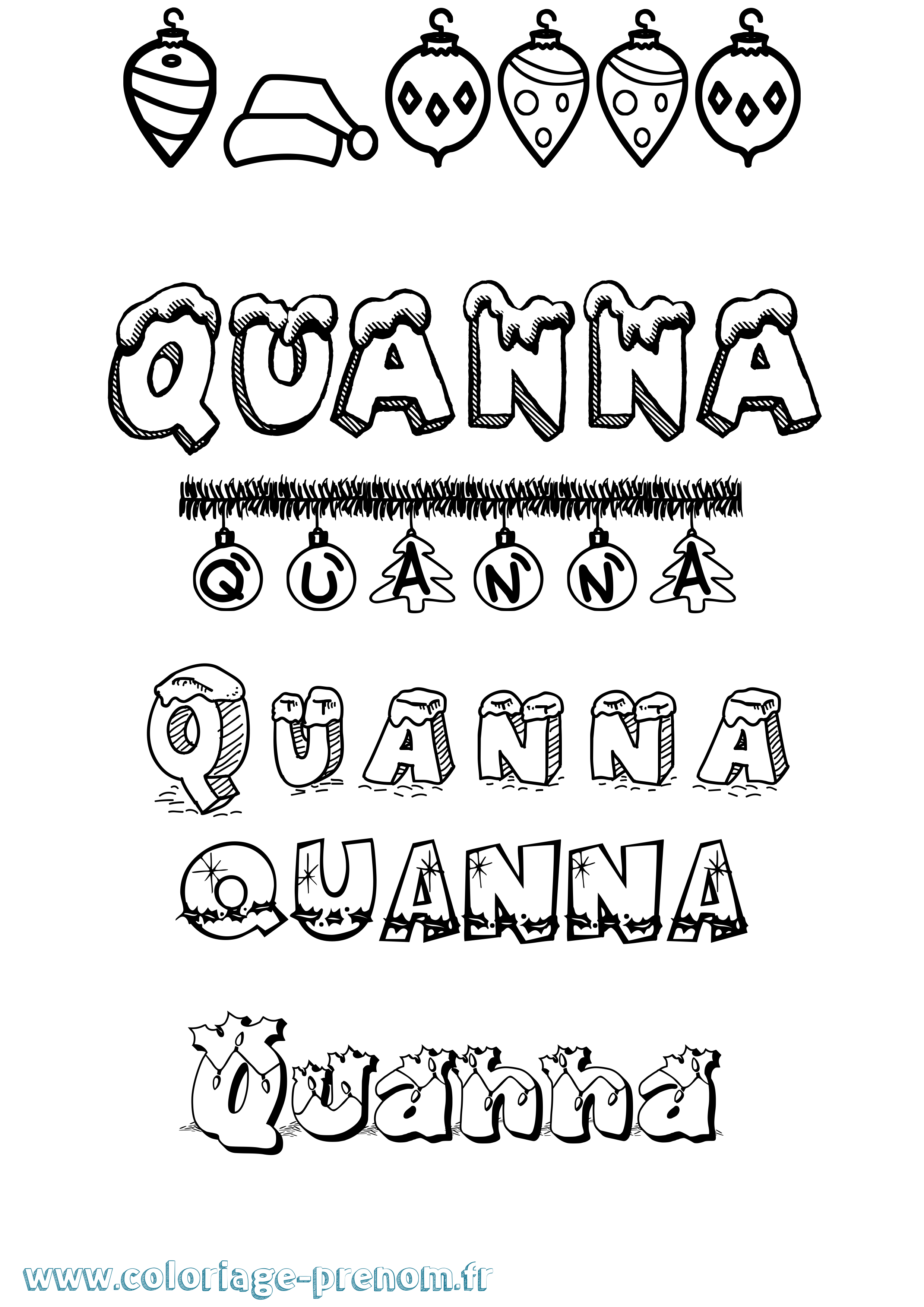Coloriage Quanna Noël Coloriage prénom Quanna Noël