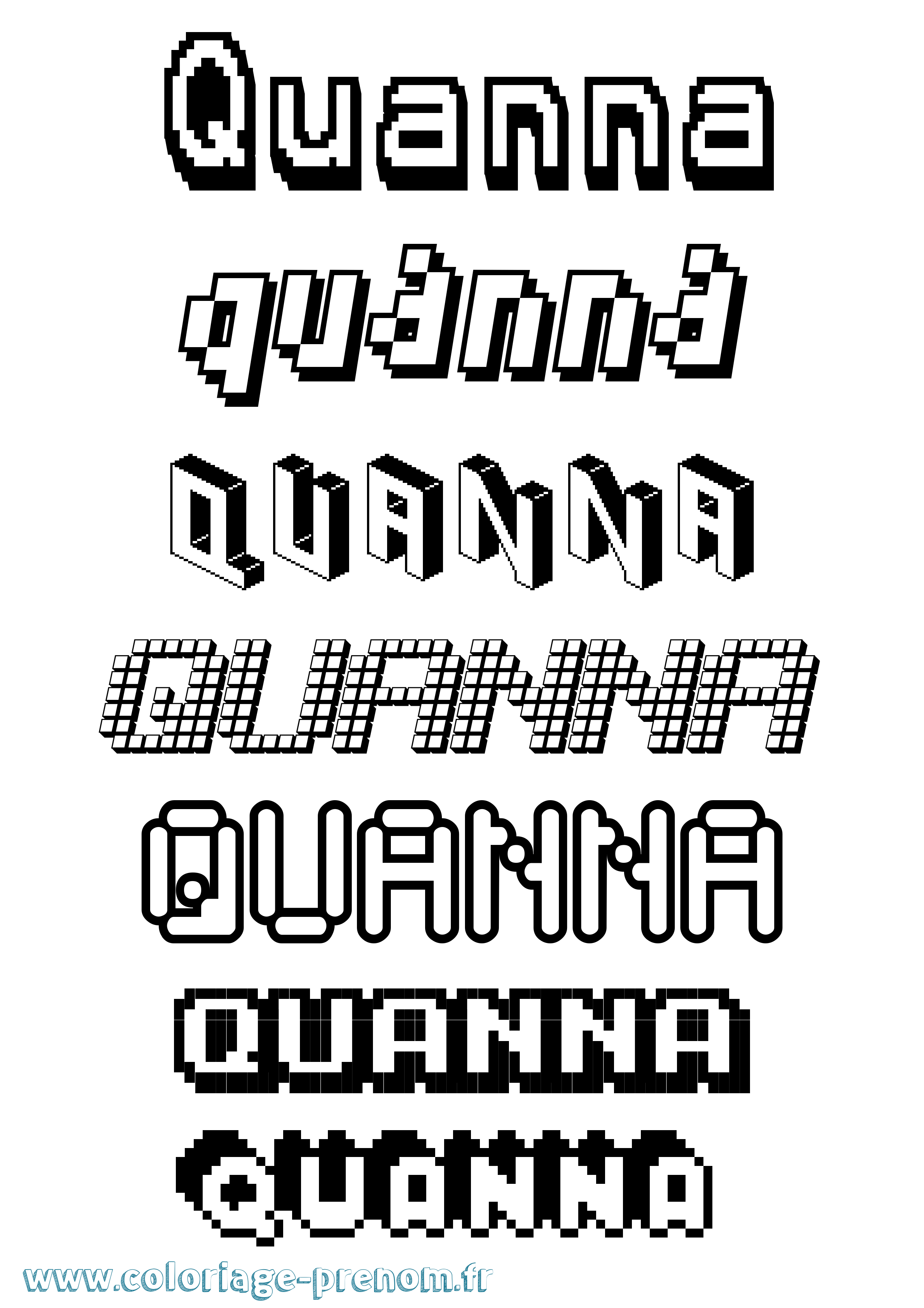 Coloriage Quanna Pixel Coloriage prénom Quanna Pixel