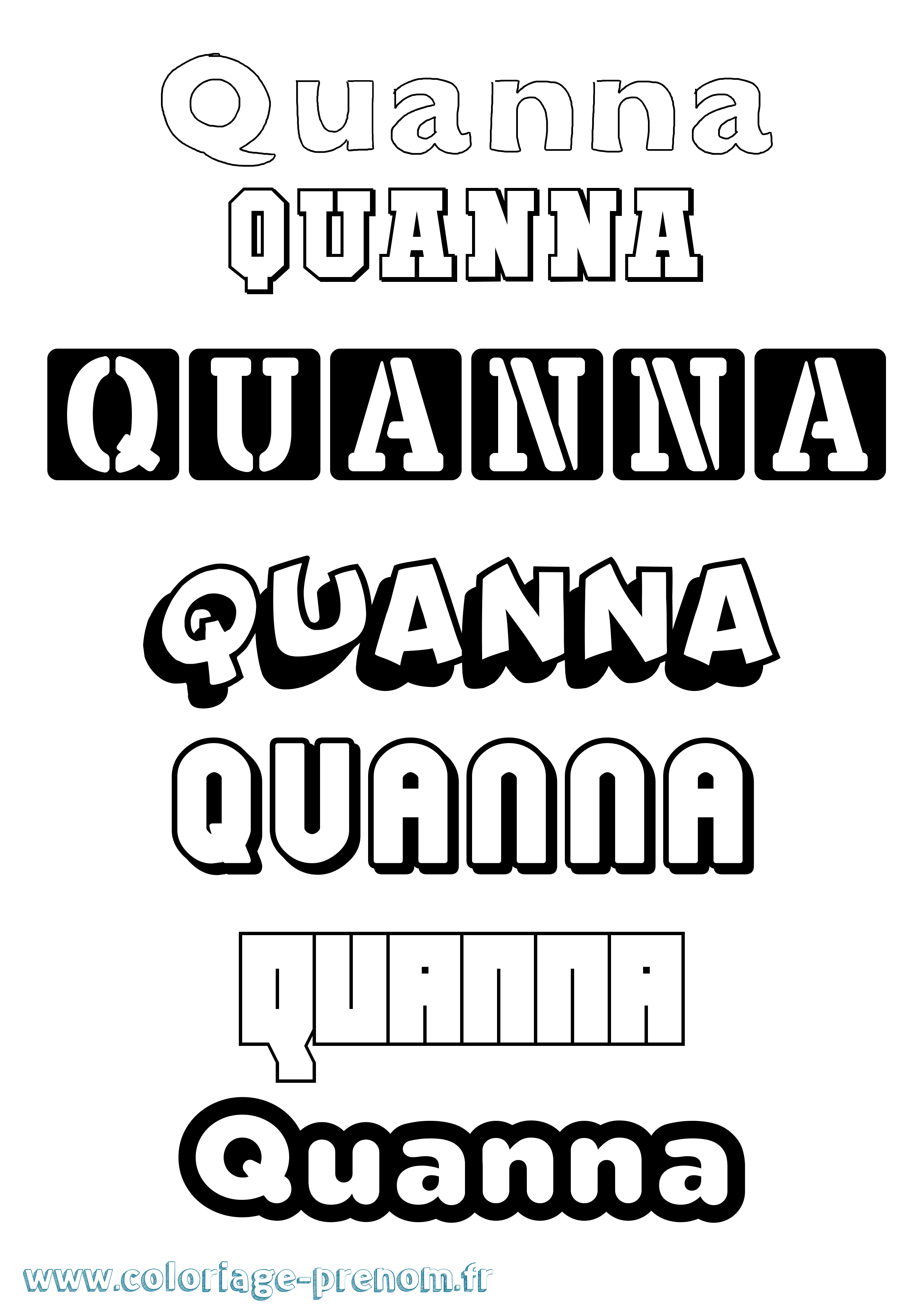 Coloriage Quanna Simple Coloriage prénom Quanna Simple