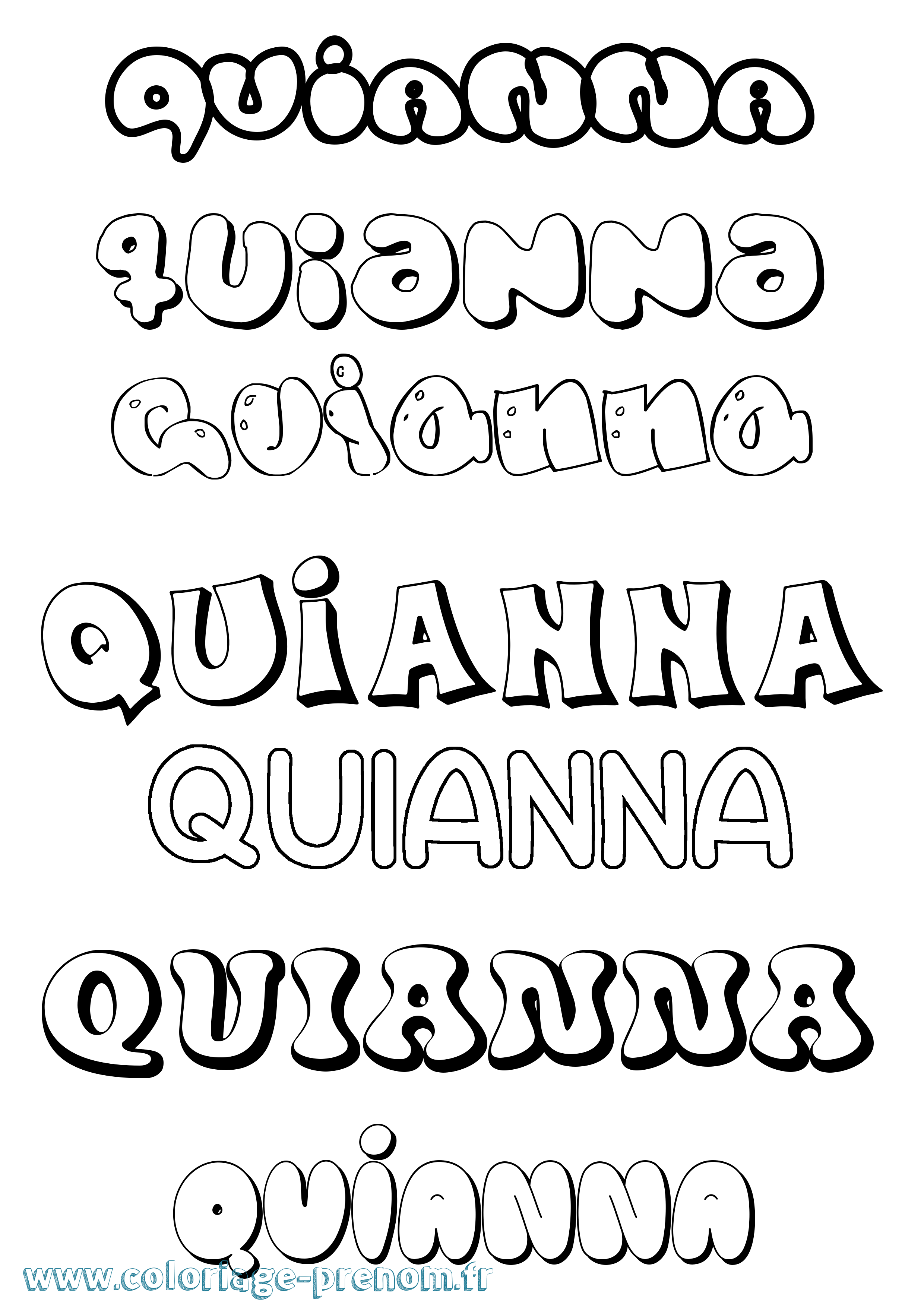 Coloriage Quianna Bubble Coloriage prénom Quianna Bubble