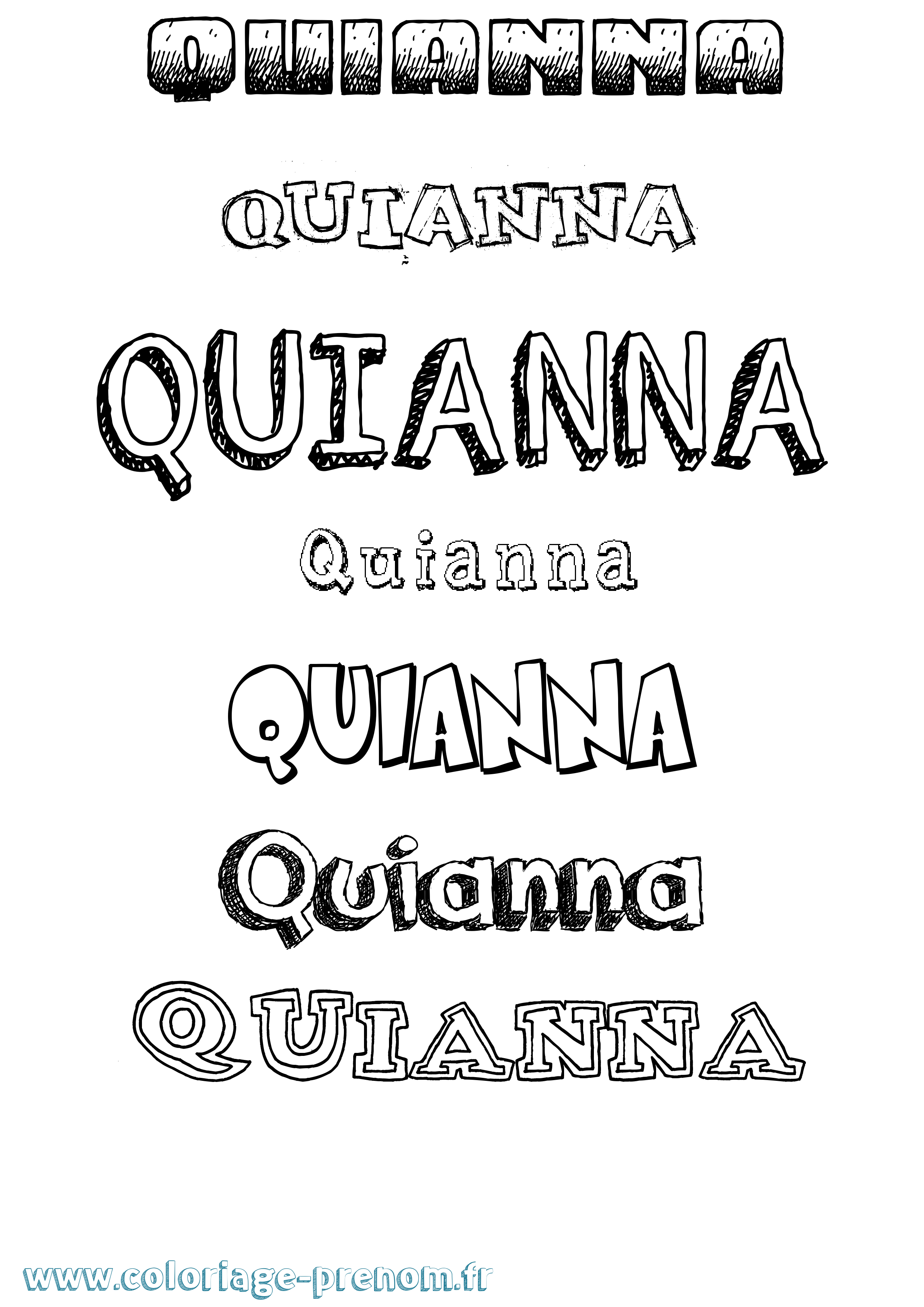 Coloriage Quianna Dessiné Coloriage prénom Quianna Dessiné