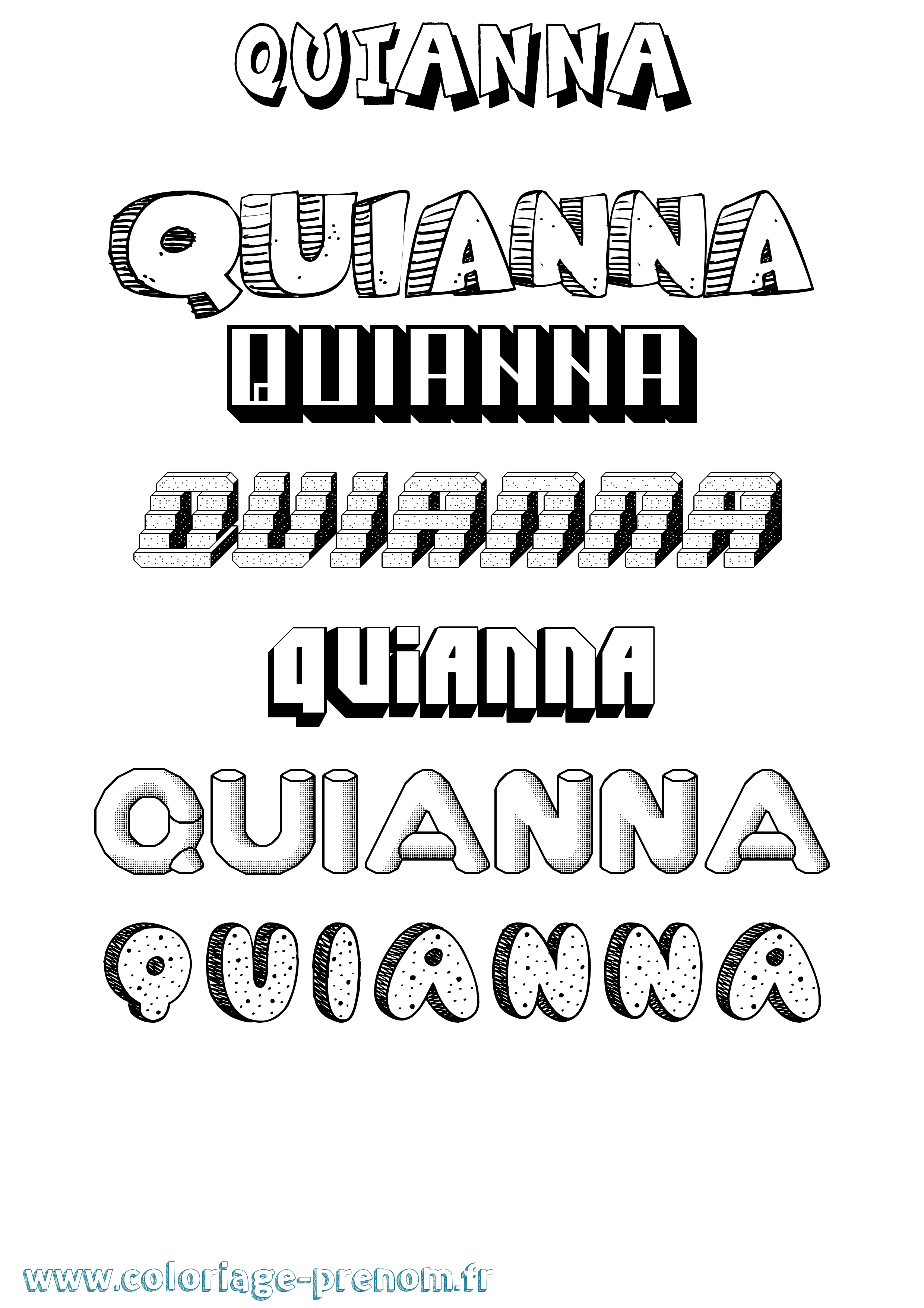Coloriage Quianna Effet 3D Coloriage prénom Quianna Effet 3D