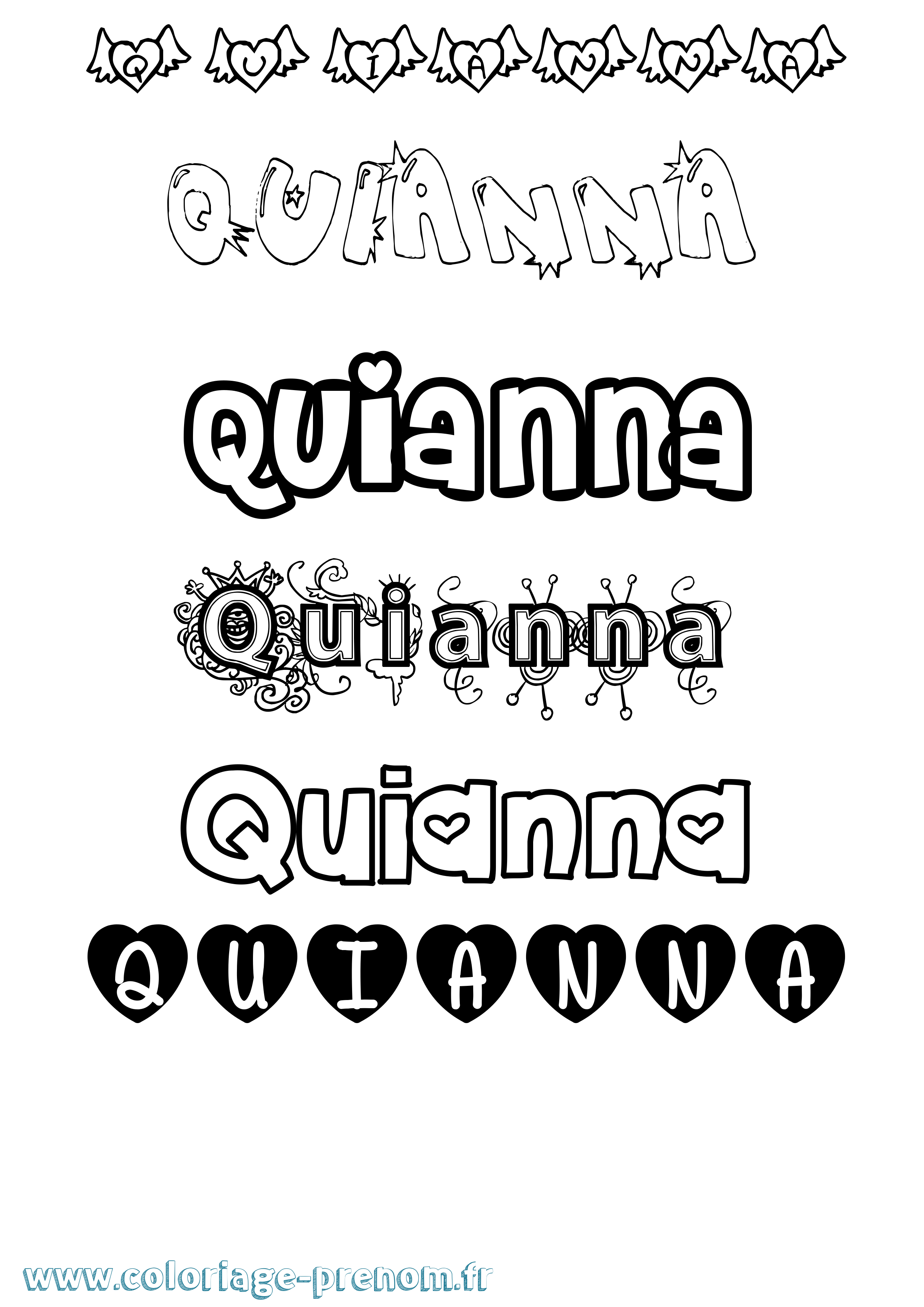 Coloriage Quianna Girly Coloriage prénom Quianna Girly