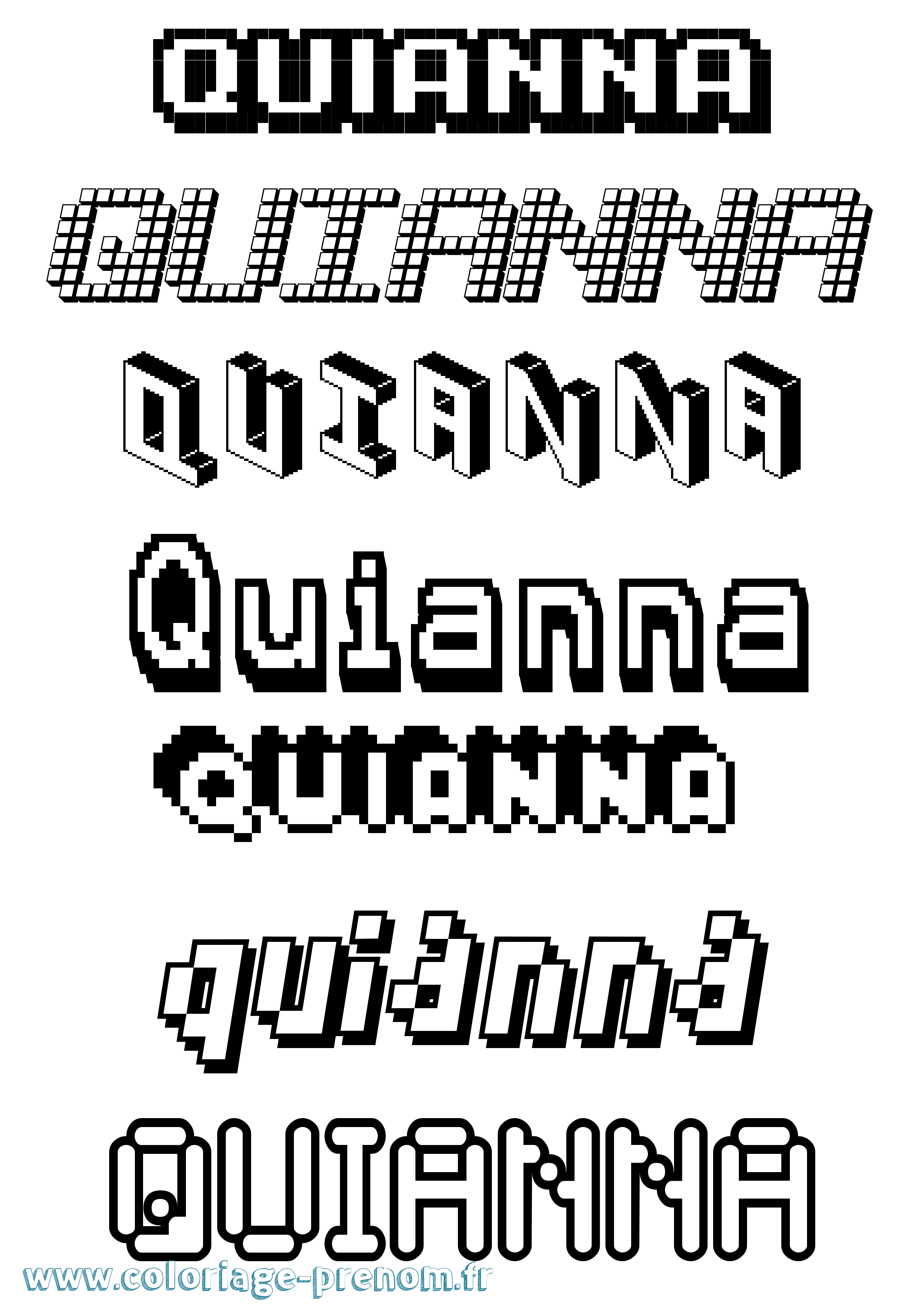 Coloriage Quianna Pixel Coloriage prénom Quianna Pixel