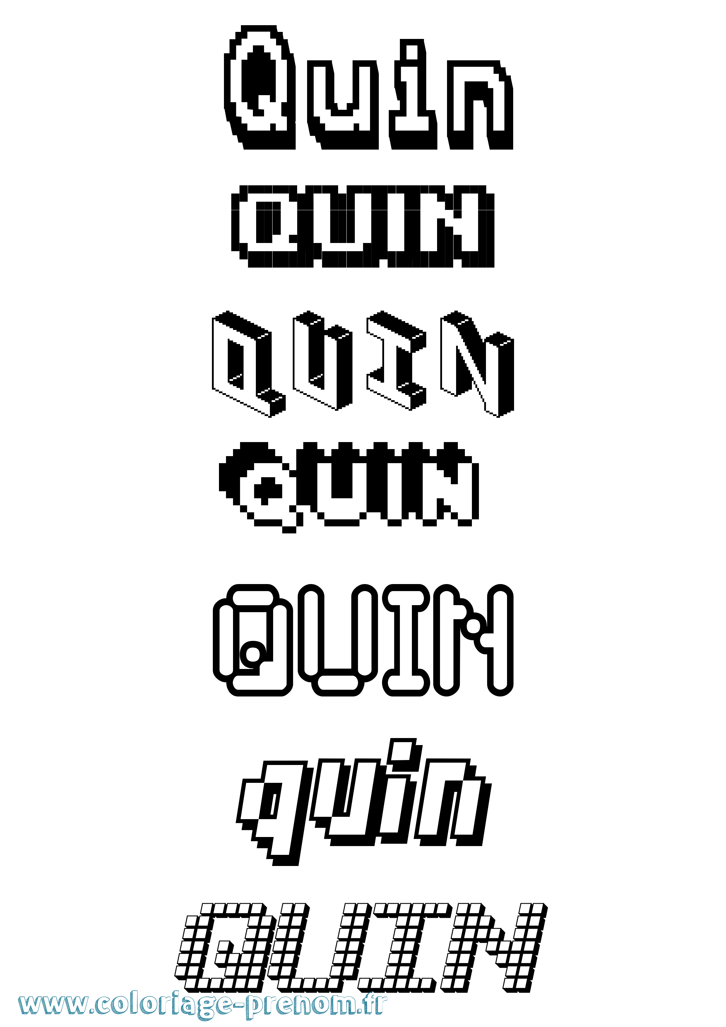 Coloriage Quin Pixel Coloriage prénom Quin Pixel