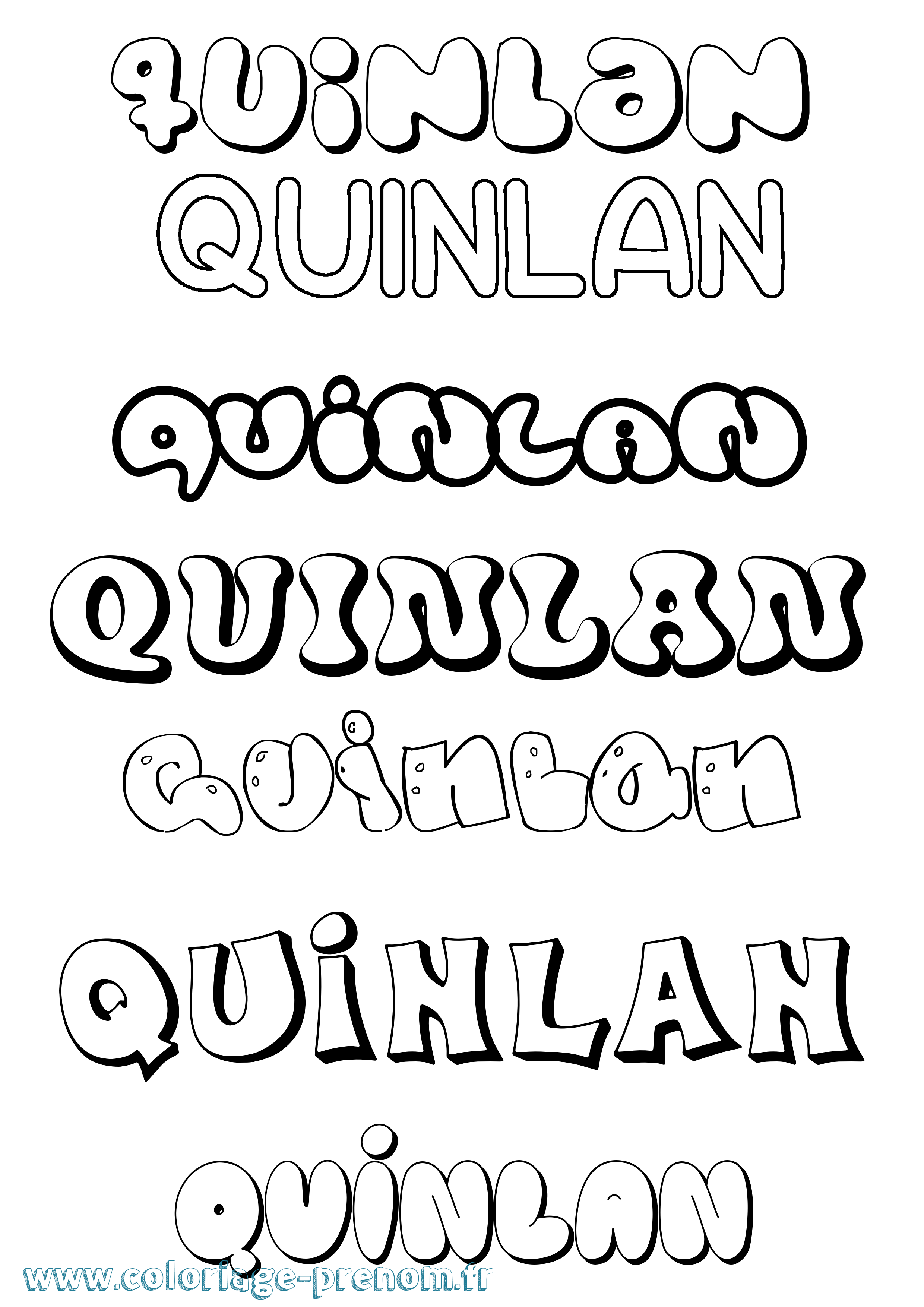Coloriage Quinlan Bubble Coloriage prénom Quinlan Bubble
