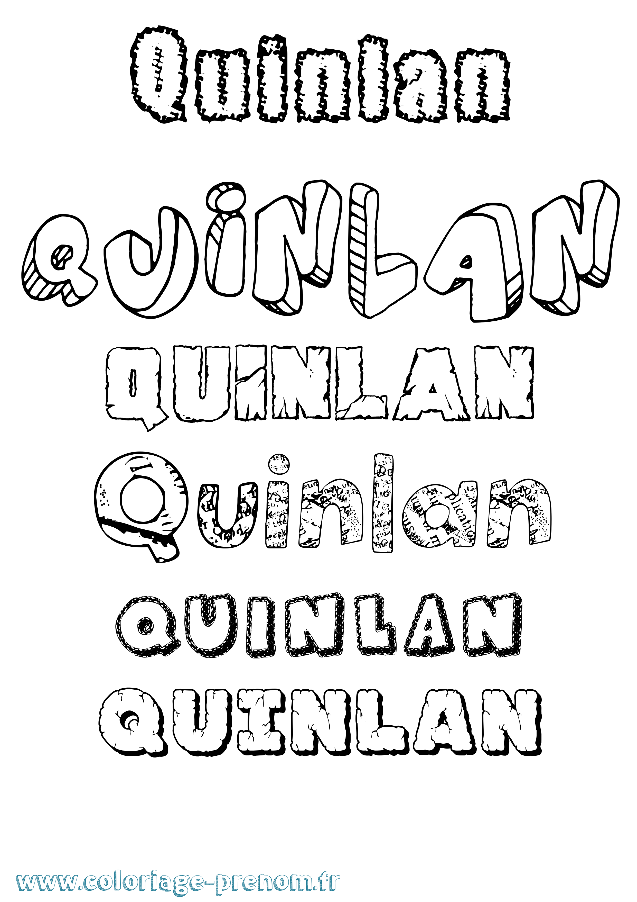 Coloriage Quinlan Destructuré Coloriage prénom Quinlan Destructuré