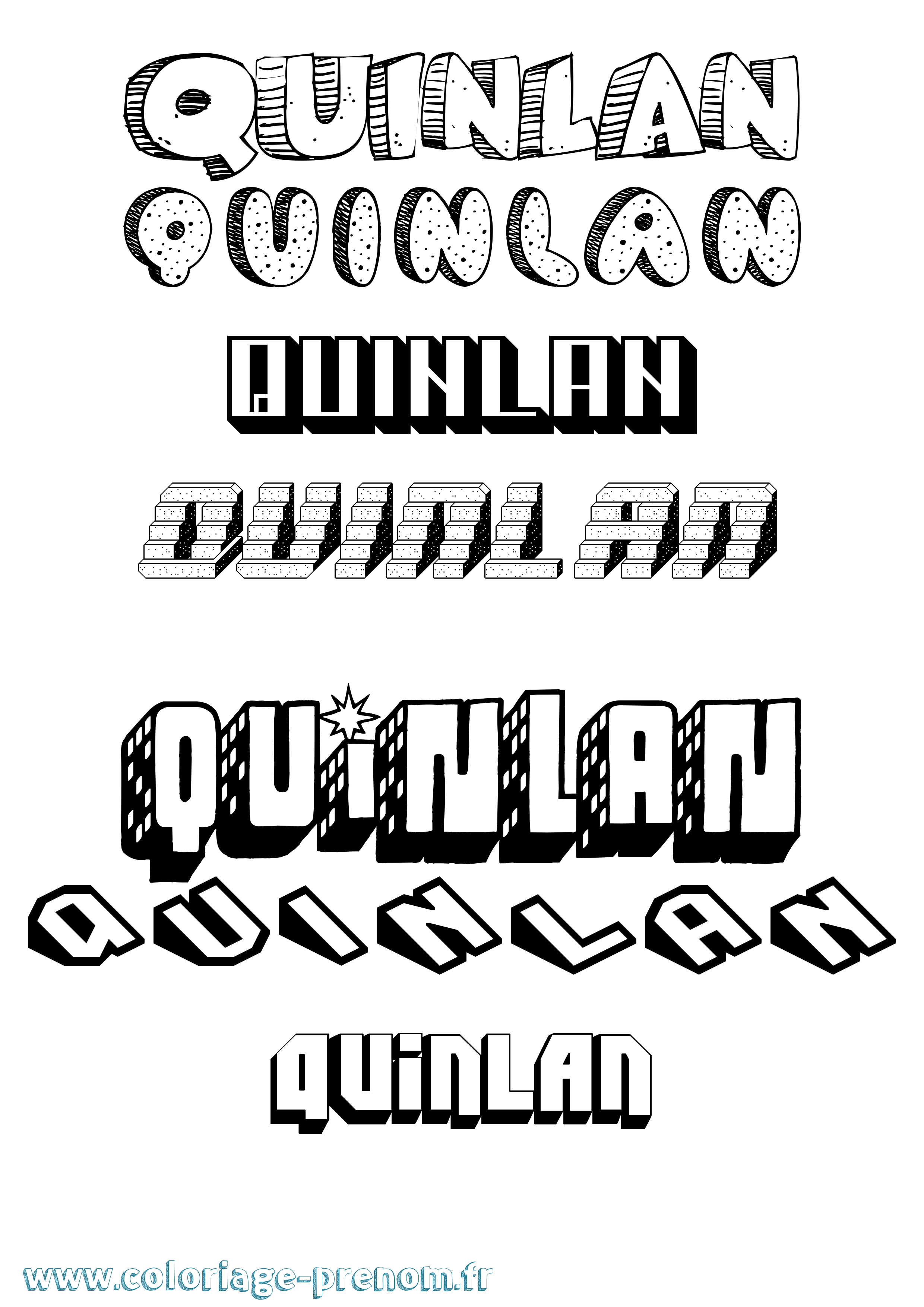 Coloriage Quinlan Effet 3D Coloriage prénom Quinlan Effet 3D