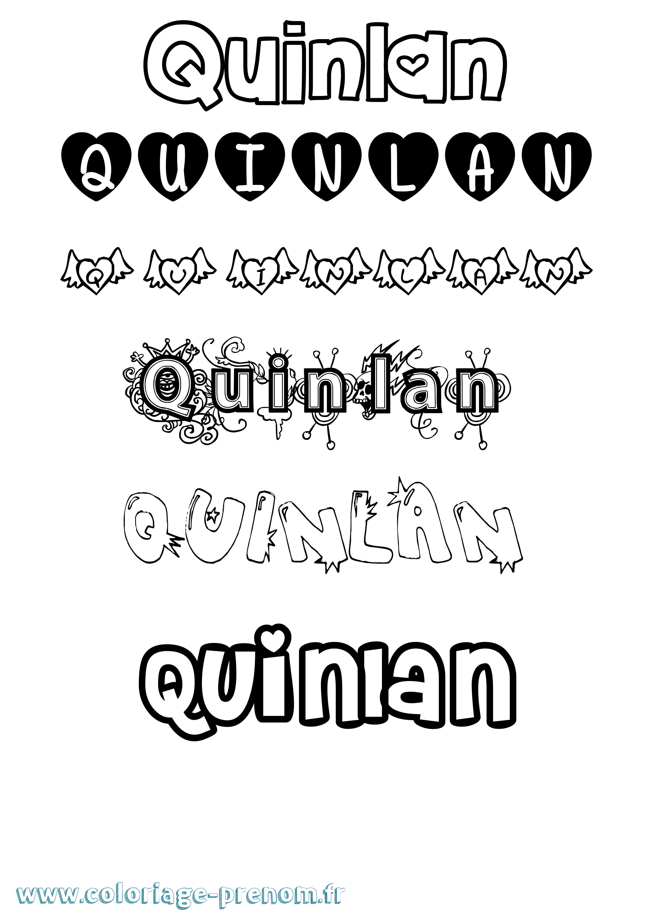 Coloriage Quinlan Girly Coloriage prénom Quinlan Girly