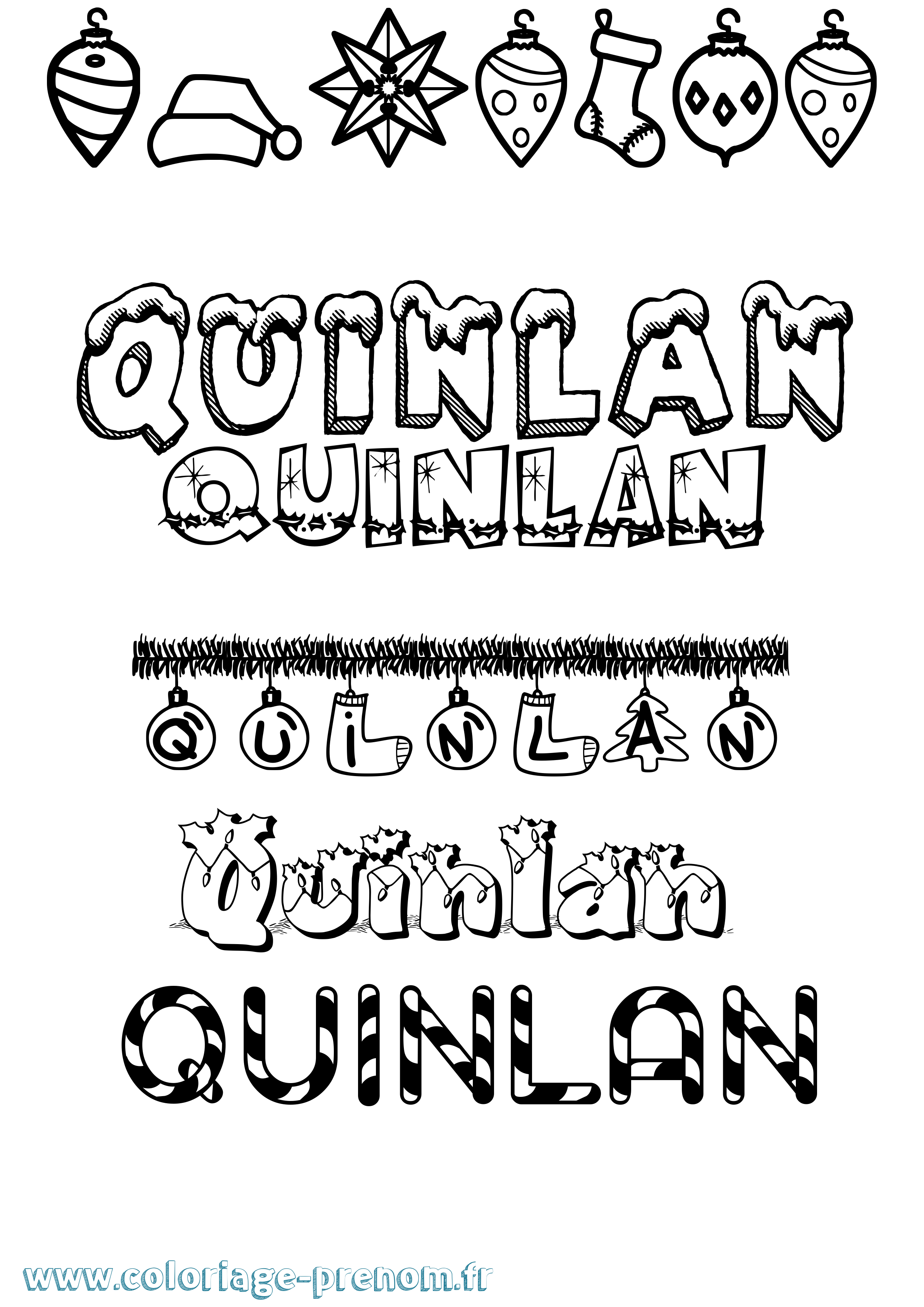 Coloriage Quinlan Noël Coloriage prénom Quinlan Noël