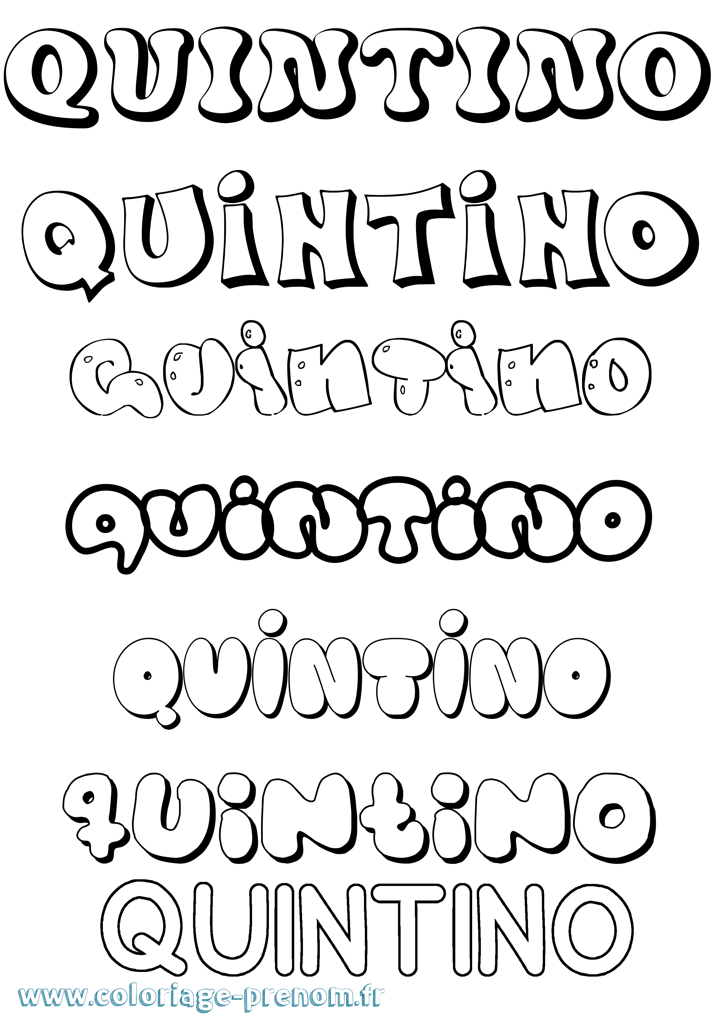Coloriage Quintino Bubble Coloriage prénom Quintino Bubble