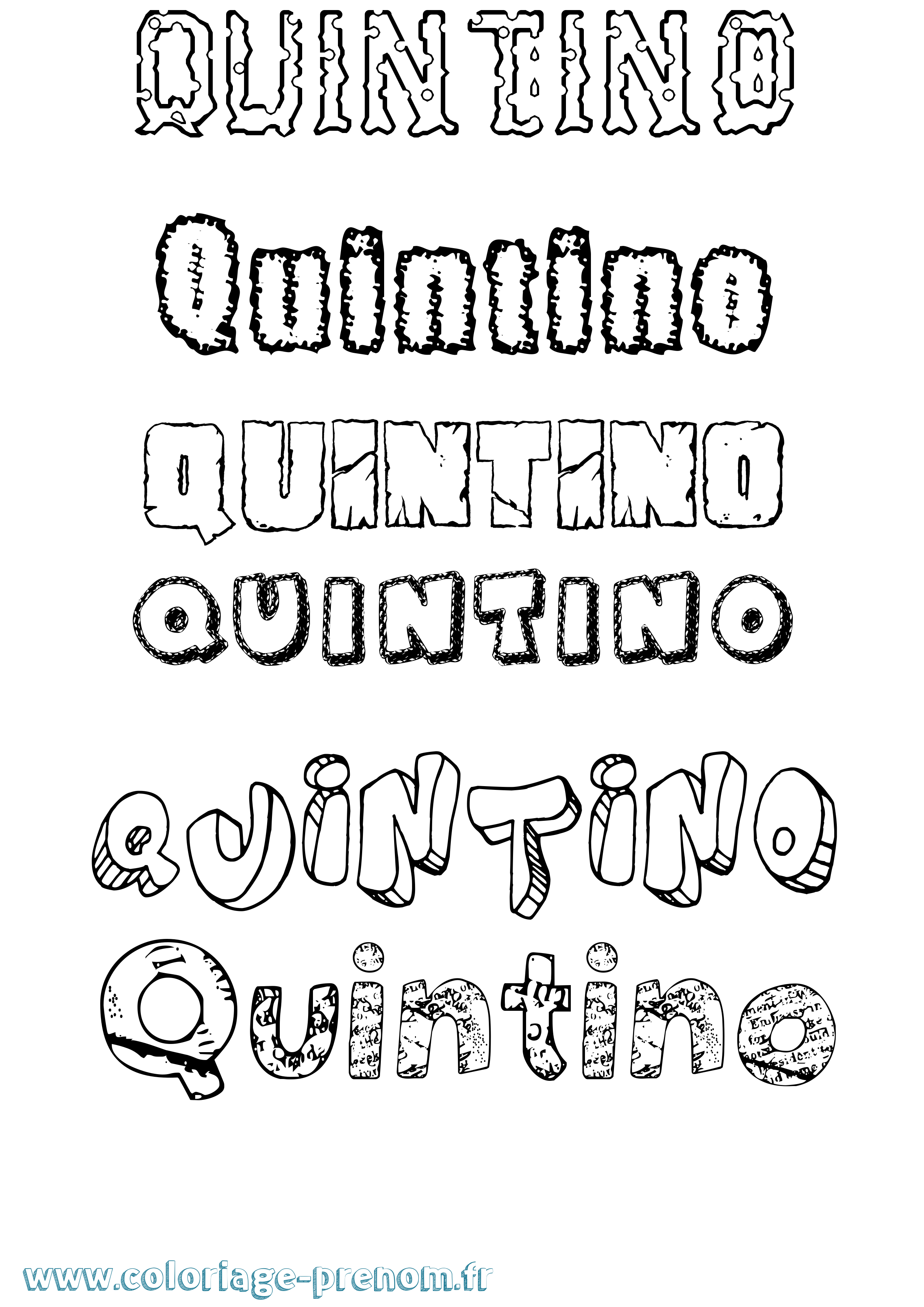 Coloriage Quintino Destructuré Coloriage prénom Quintino Destructuré